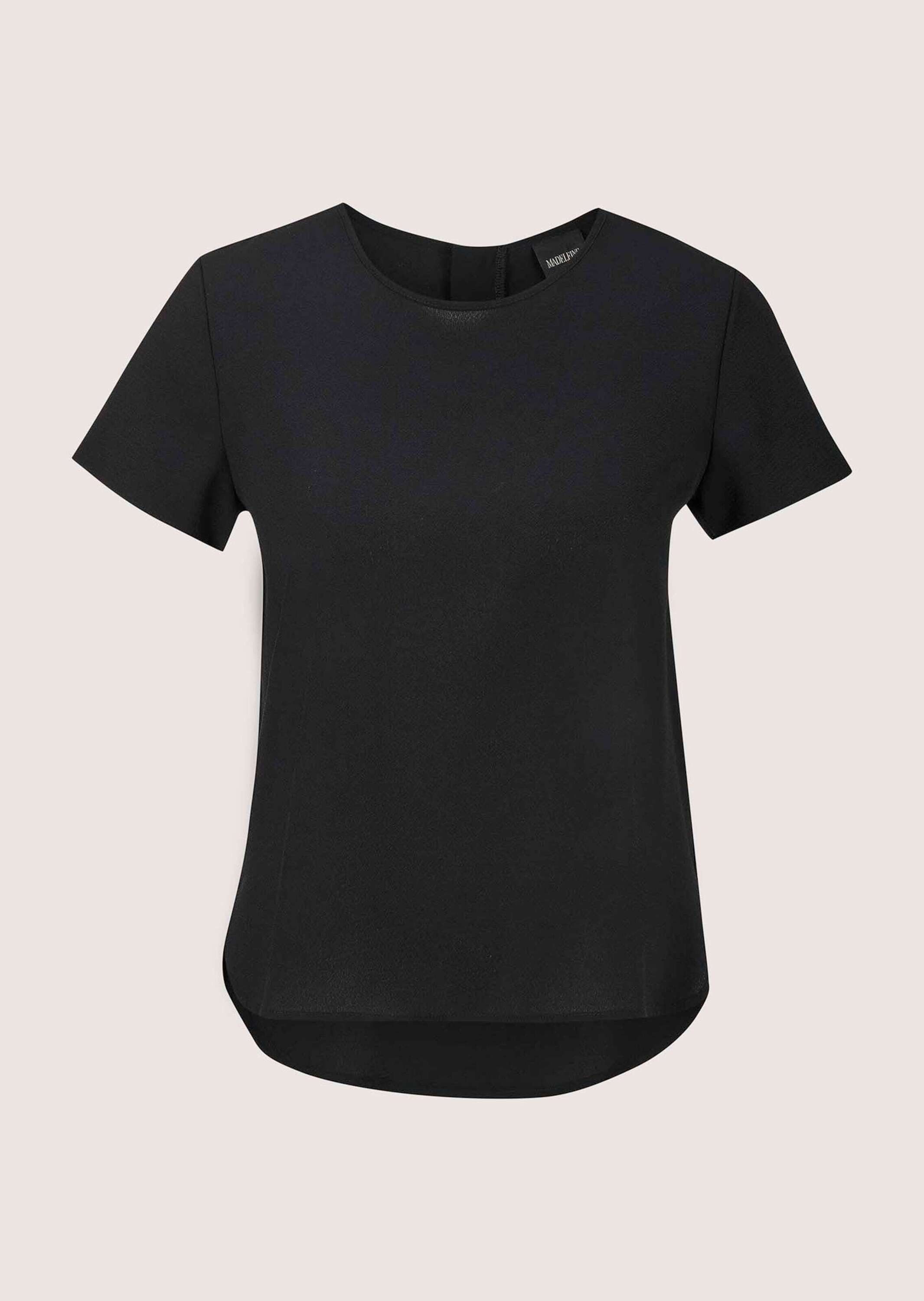 MADELEINE Shirtbluse Sommerbluse mit Reißverschluss Schlichtes Jerseyshirt mit Rundhalsausschnitt und Kurzarm