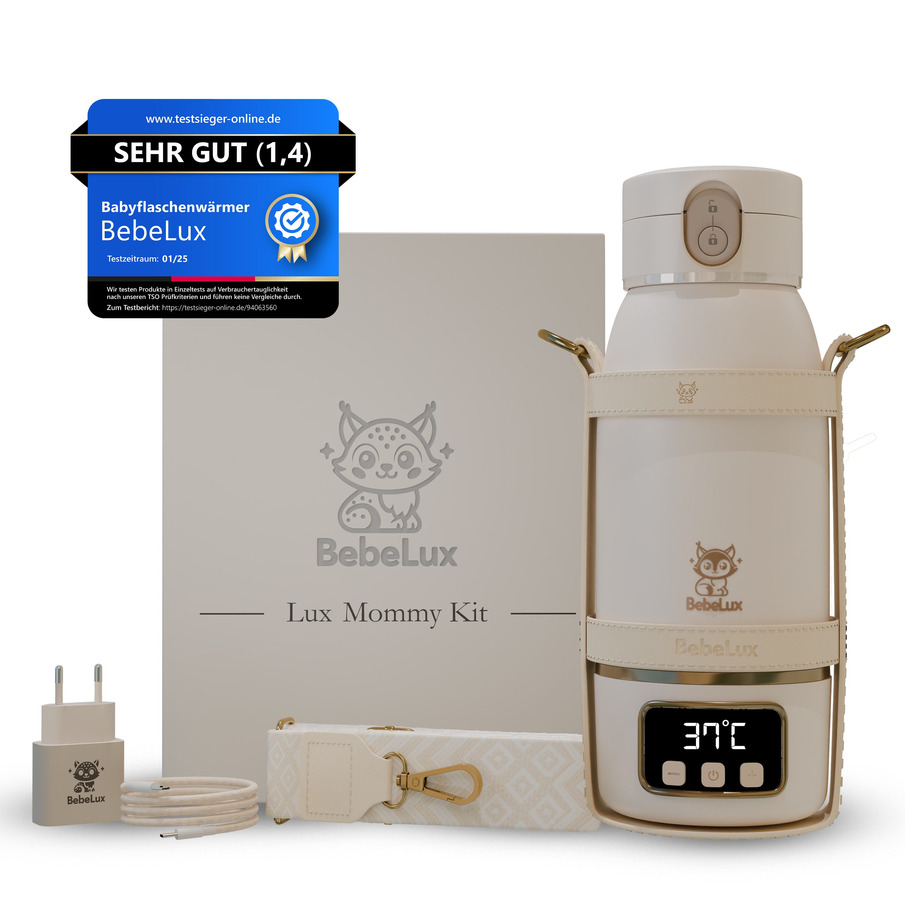 BebeLux Babyflaschenwärmer BebeWarm V2- In 2 Min trinkfertig für Milch, Muttermilch & Wasser, 15 Flaschen pro Ladung, BPA-frei & Sterilisation bis 100 °C