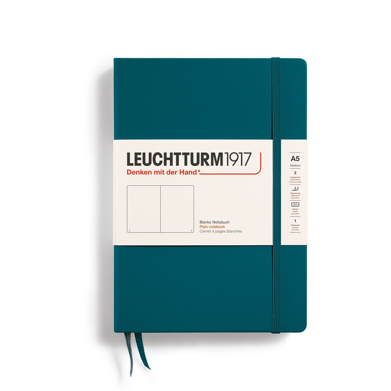 Leuchtturm1917 Notizbuch Medium A5 Hardcover Pacific Green Blanko