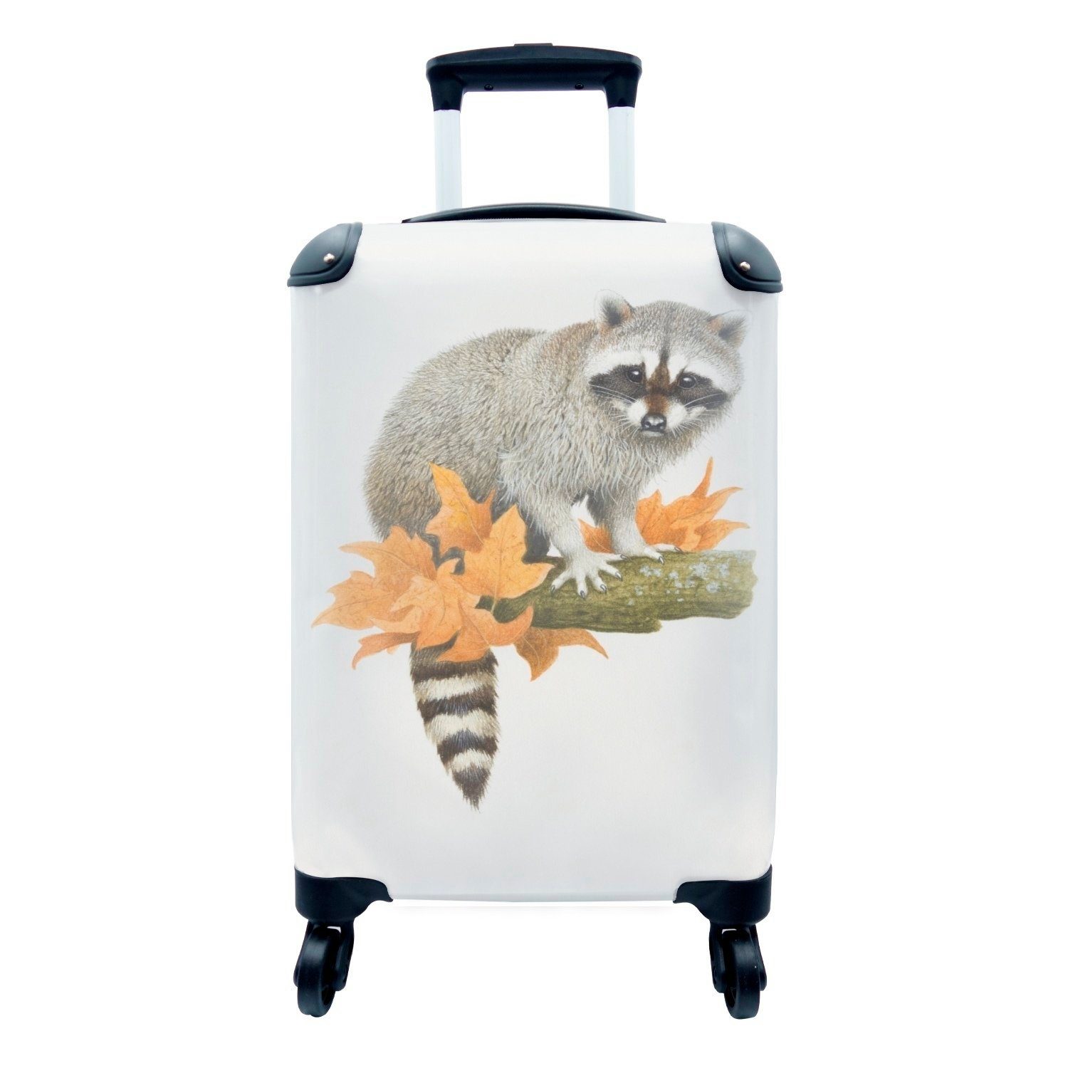 MuchoWow Handgepäckkoffer auf Waschbären mit Handgepäck 4 Ast, einem für Illustration Trolley, Ferien, rollen, Reisetasche Reisekoffer eines Rollen