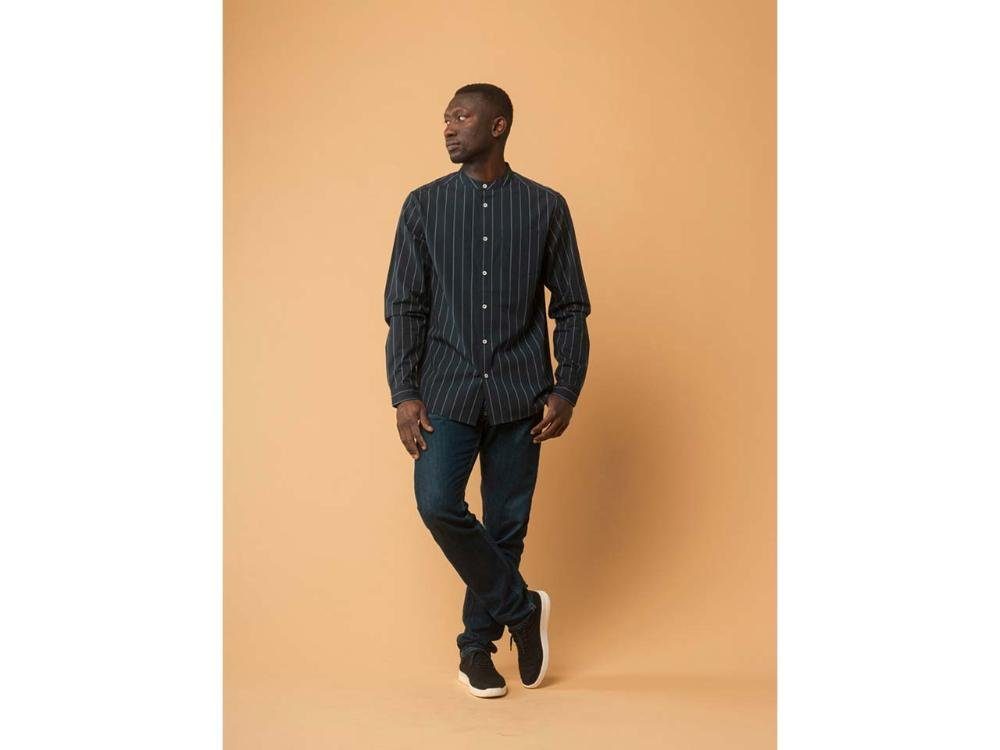 MELA Kurzarmhemd MELA Bio-Herren-Hemd 'AMIT' mit Stehkragen u. Brus