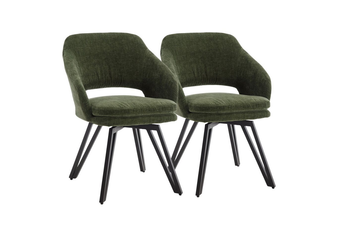 WAHSON OFFICE CHAIRS Esszimmerstuhl 2er Set Leinen/Chenille-Esszimmerstühle mit Rückenlehne