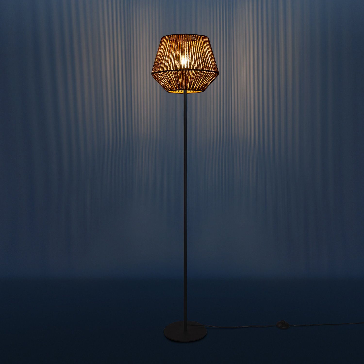 Paco Home Stehlampe Pinto, ohne Modern Korb Leuchtmittel, Boho Optik LED Schlafzimmer Wohnzimmer E27