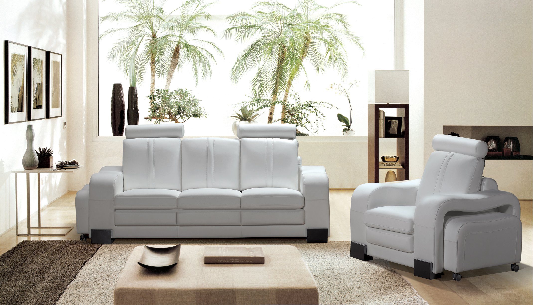 JVmoebel Sofa 3 Sofa Sofas Made Sitzer Couch 2+1) Leder, Polster (ohne Big XXL in Europe