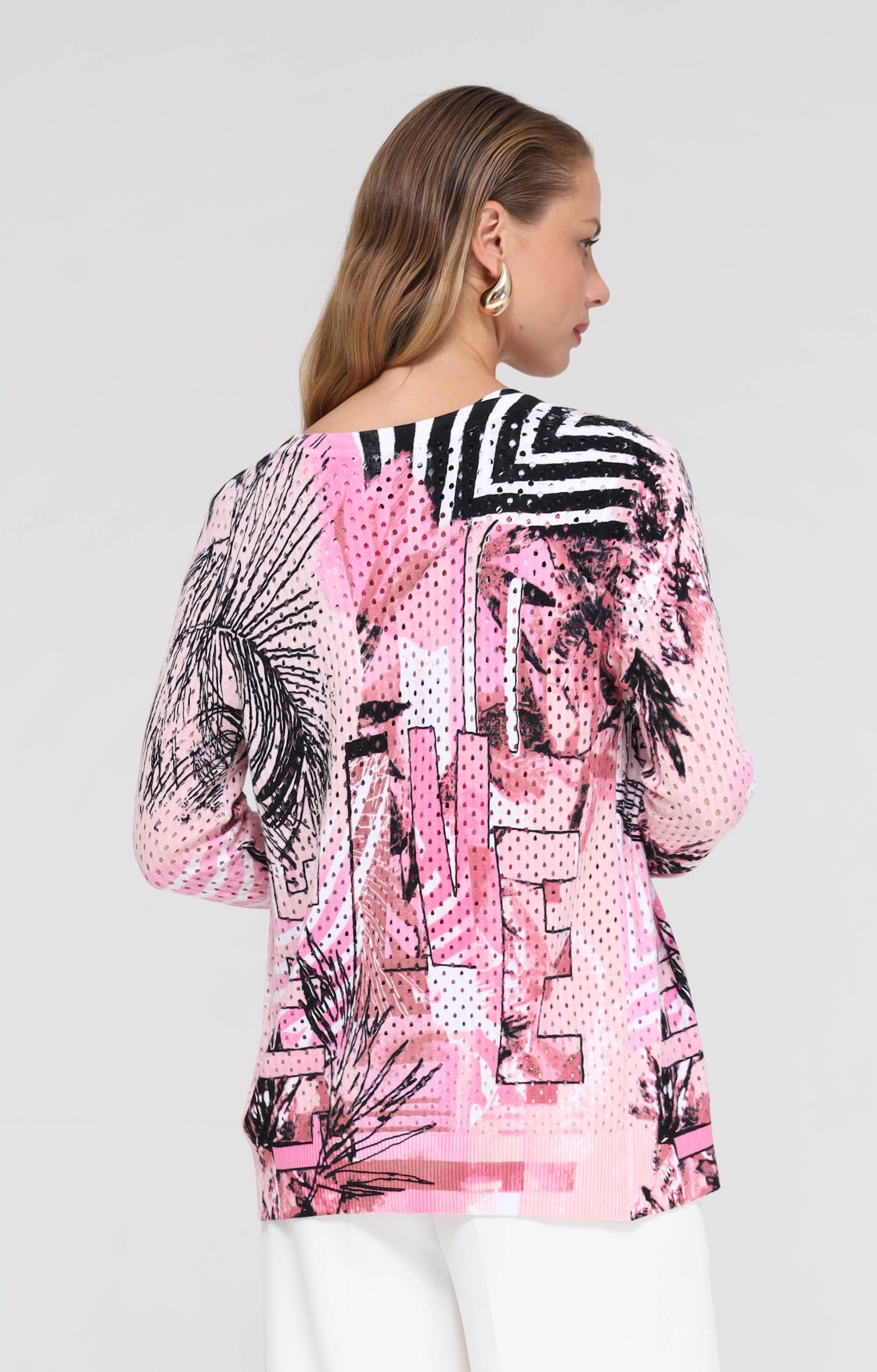 Passioni 2-in-1-Strickjacke Twinset mit abstraktem Print