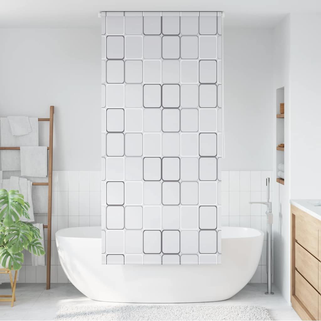 vidaXL Duschvorhang Duschrollo 80x240 cm Quadratmuster Breite 80 cm