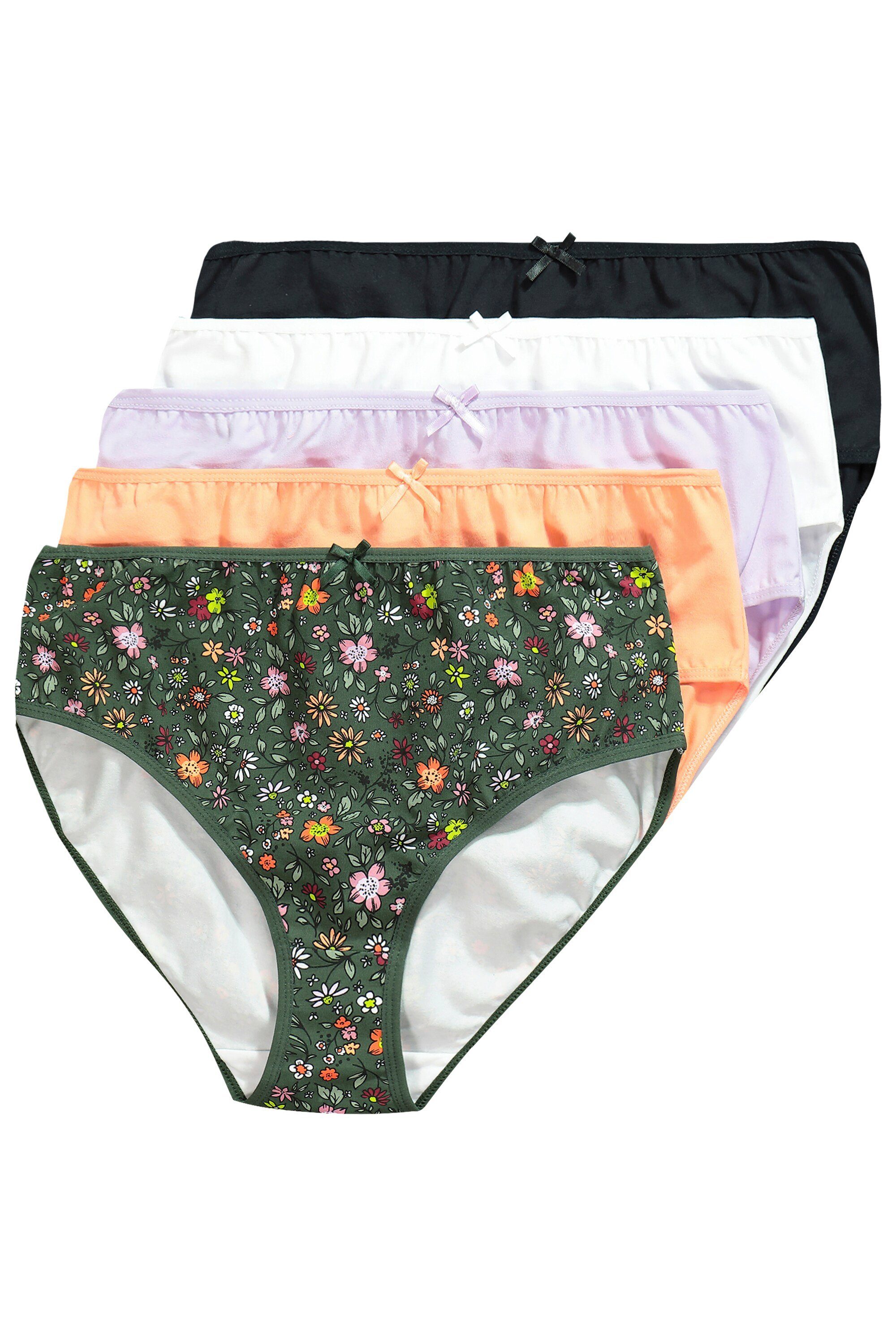 Slip Midislips 5er-Pack Blüten/einfarbig