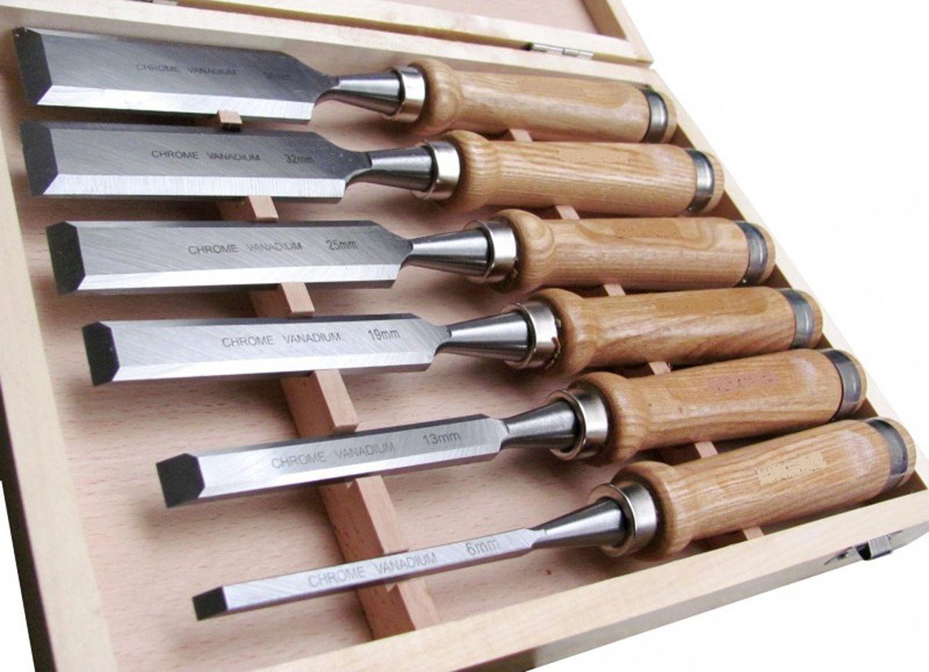 myMAW Drechselbank 6 Stechbeitel-Set aus CV Profi Stemmeisen Stecheisen Beitel Holz…