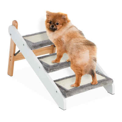 relaxdays Haustiertreppe Klappbare Hundetreppe 3 Stufen