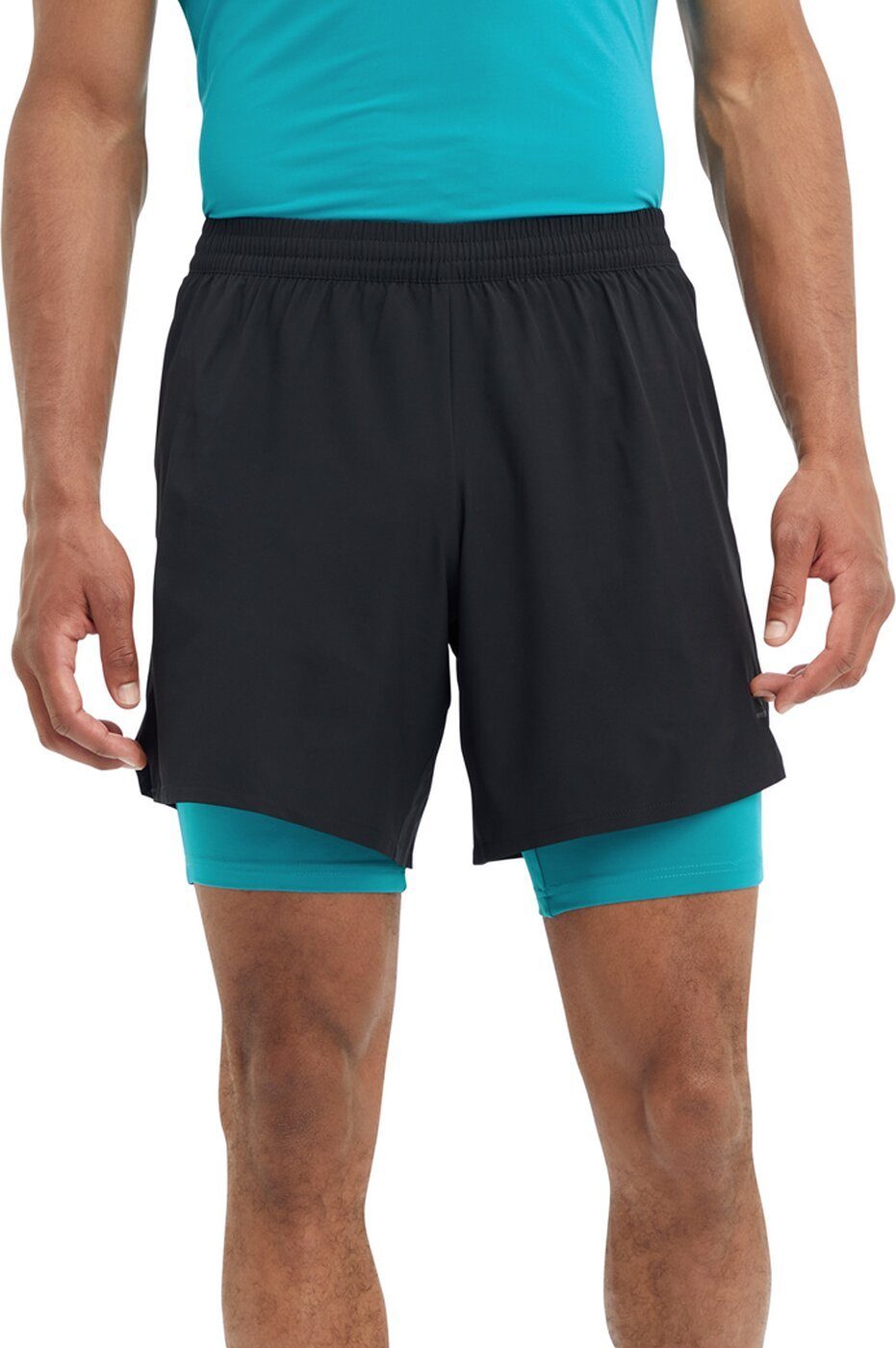 2in1 BLACK/BLUE AQUA M Crysos Energetics He.-Shorts Laufshorts