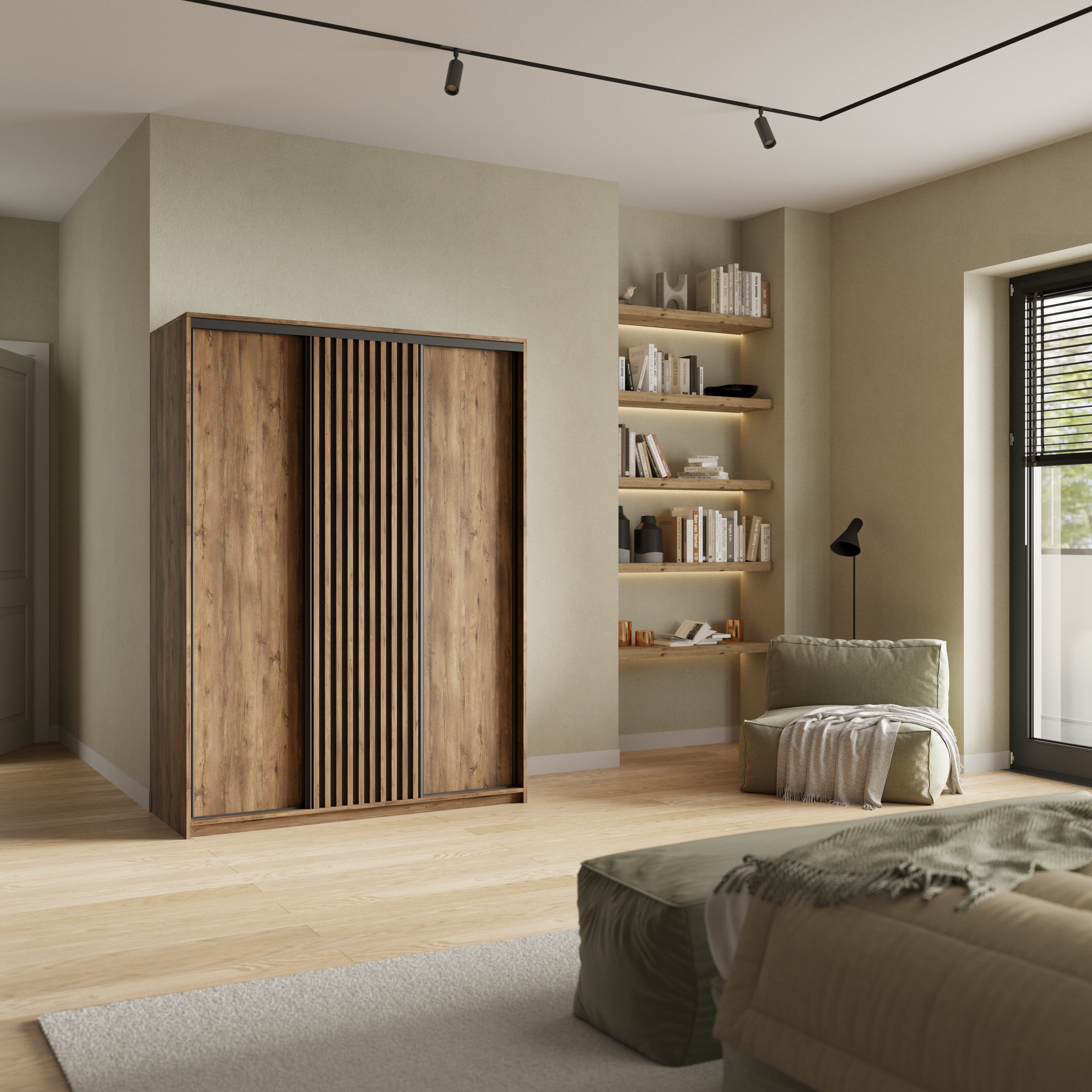 Masseno Schwebetürenschrank VONTE Kleiderschrank mit Schubladen Schrank Schlafzimmerschrank