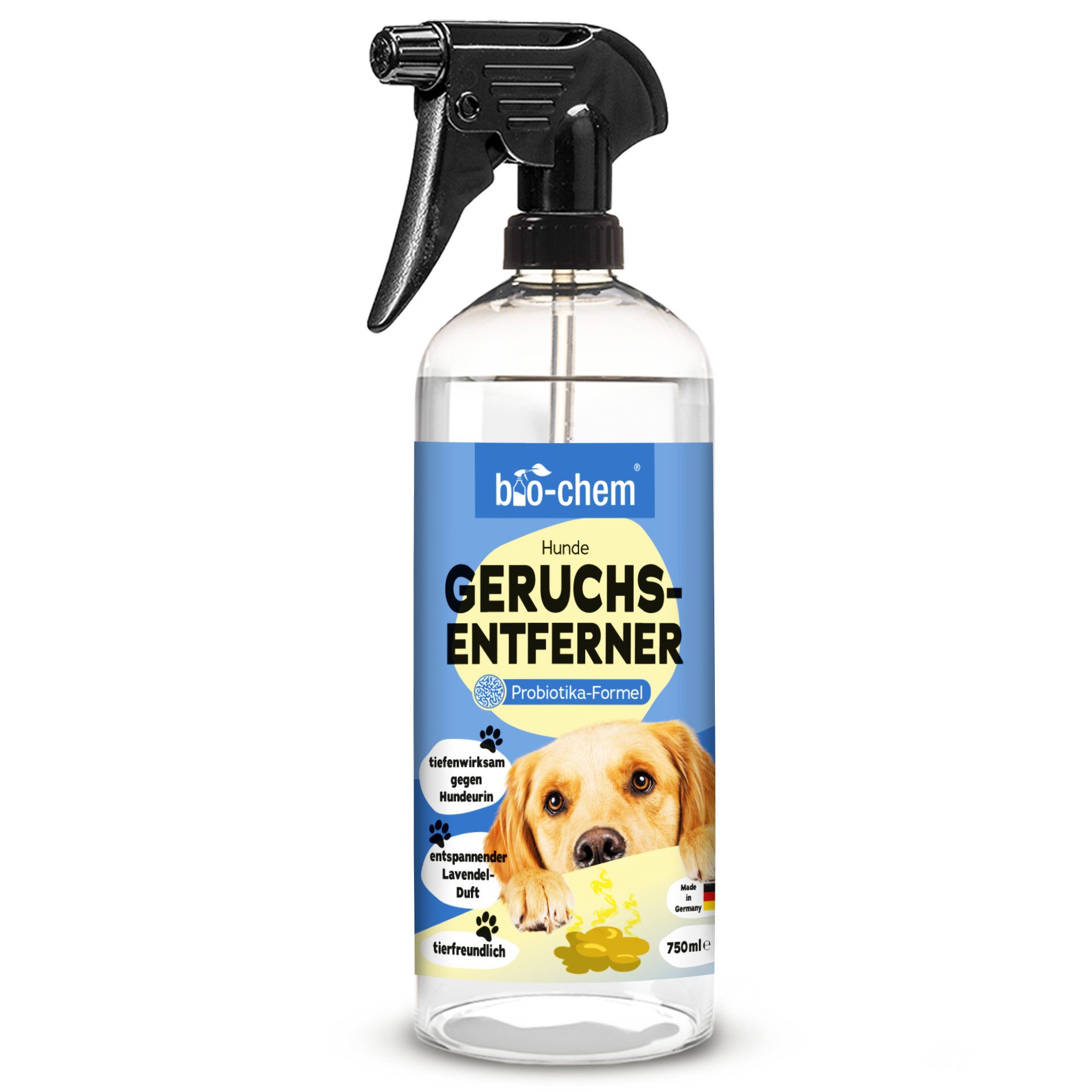 bio-chem Geruchsentferner Enzymreiniger 750 ML für Hunde- & Tiergerüche (1x Geruchsentferner Hund 0.75 l Handsprayflasche)