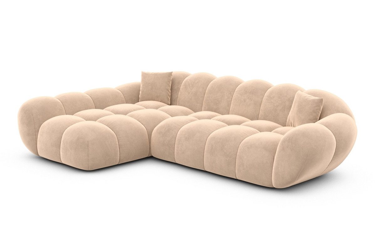 Sofa Dreams Polsterecke Maleron L Form kurz Stoffsofa, 4-Sitzer, Design Loungesofa, Ottomane links, Samtstoff Bezug in Beige