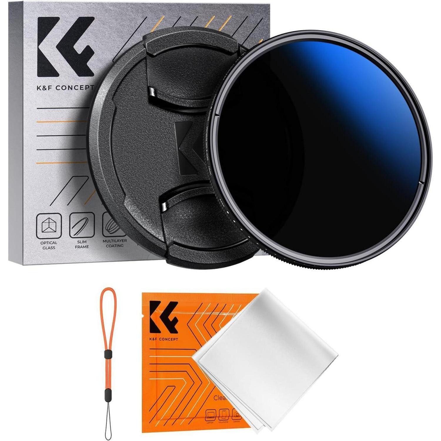 LuxusKollektion 55mm ND Filter Variabler Graufilter ND2-400 Ultra-Dünn & Kreativ mit Graufilter