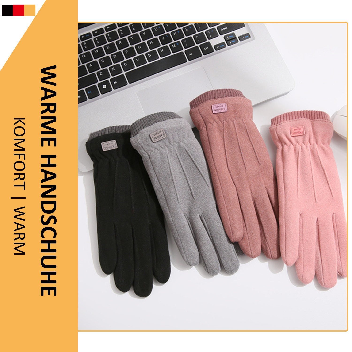 MAGICSHE Fleecehandschuhe Damen Touchscreen Winter Bohnensand Warm Handschuhe