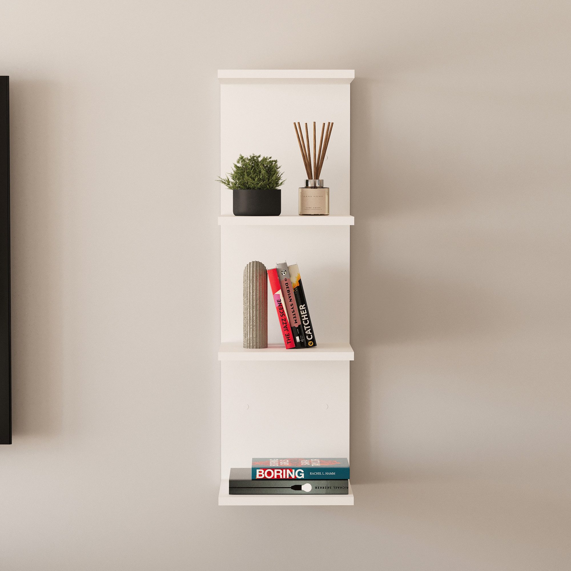 en.casa Wandregal, »Surahammar« 95 x 30 x 28 cm mit 4 Ablagen Weiß