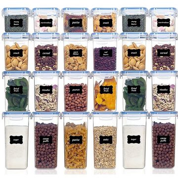 MUKEAO Vorratsdose Vorratsdosen, luftdichte Aufbewahrungsbehälter ein Set, 24-teilig, PP-Kunststoff, (stapelbar), mit Messlöffeln, Etiketten und Markierstift