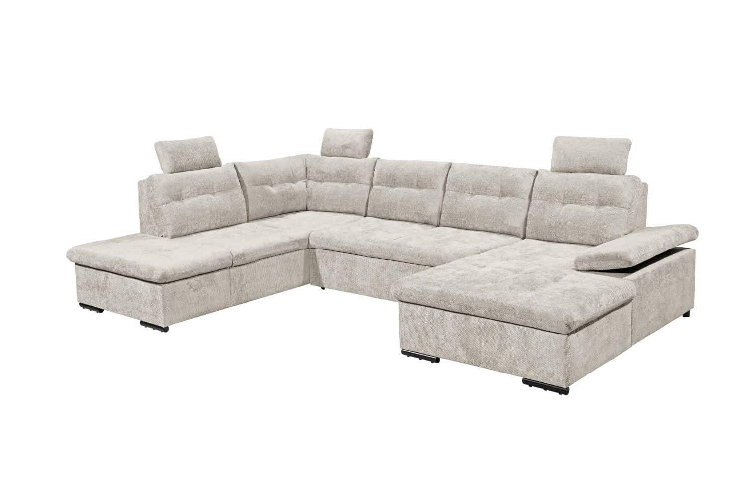 ED EXCITING DESIGN Wohnlandschaft Ronda, mit Schlaffunktion, Bettkasten, verstellbarer Armlehne, Kopfstützen