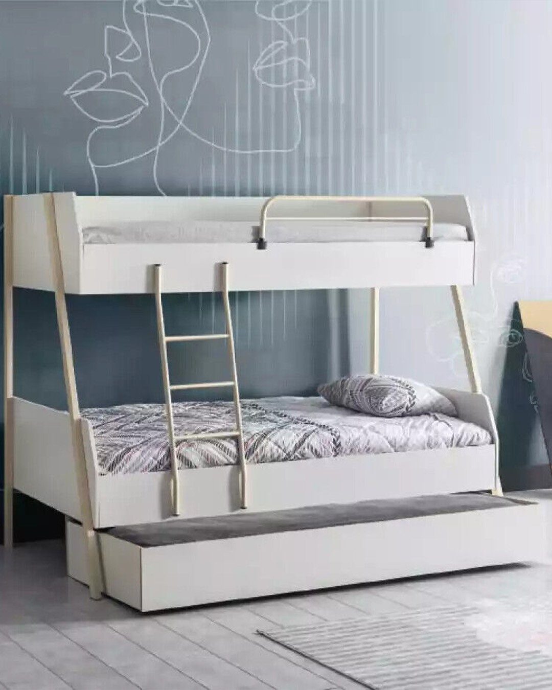 Kinderbett Modernes Weiß Design Kinderzimmer Bett Etagenbett, JVmoebel Jugendbett
