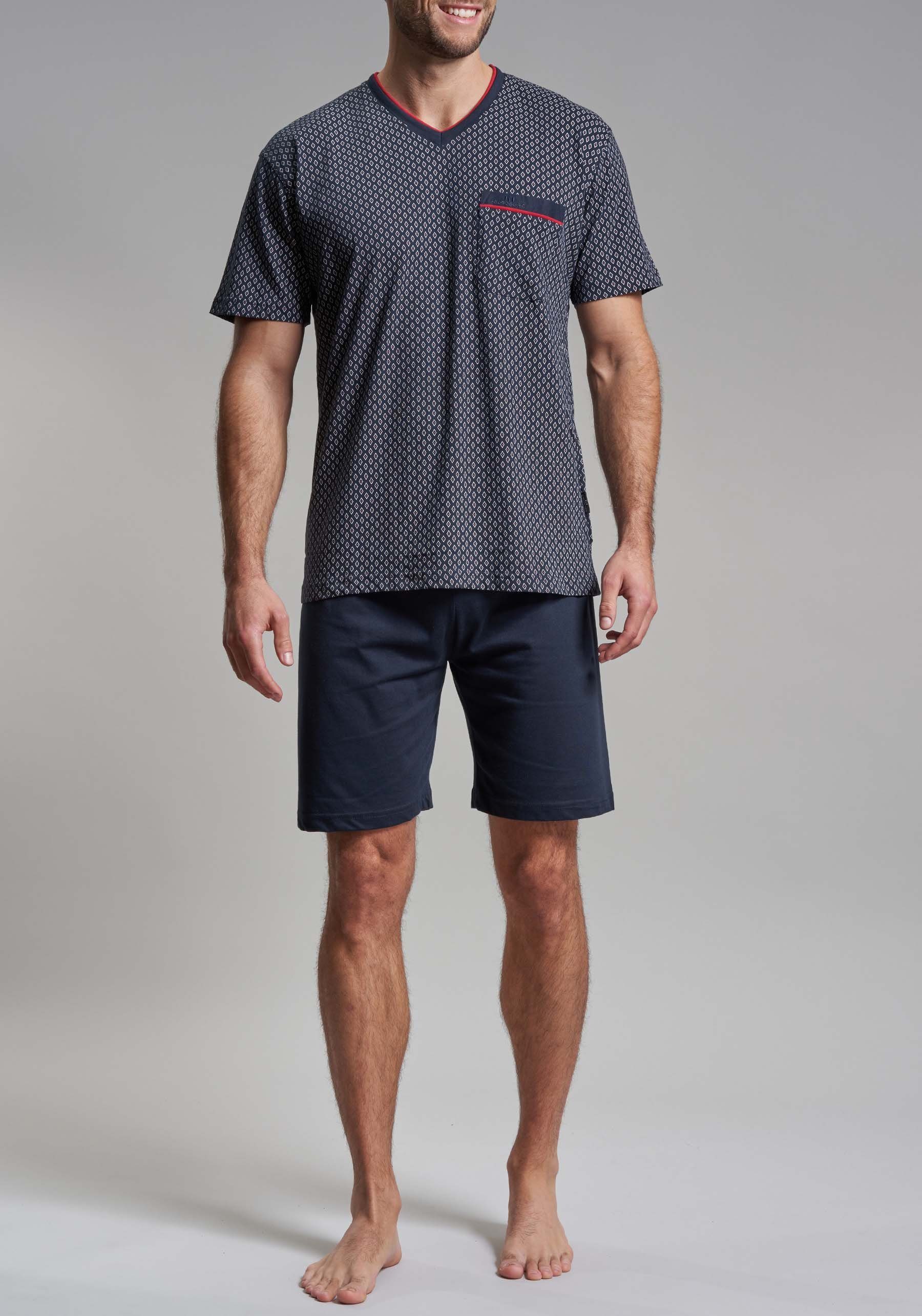 GÖTZBURG Shorty Manhattan (2 tlg) Kurzarm, V-Ausschnitt, kurze Hose, Baumwolle, weich