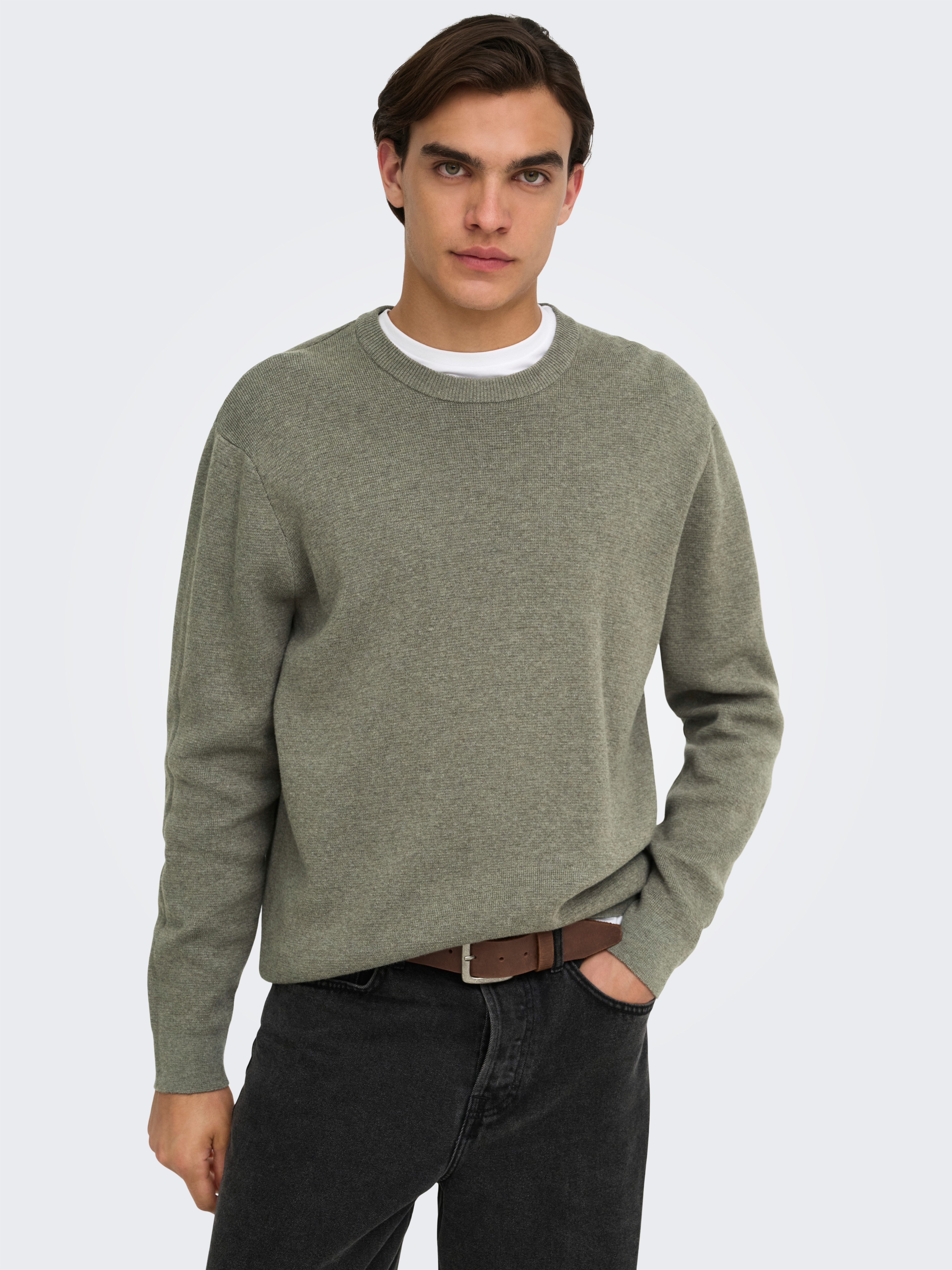 ONLY & SONS Strickpullover ONSTING RLX CREW NECK KNIT NOOS Baumwolle, relaxed fit
