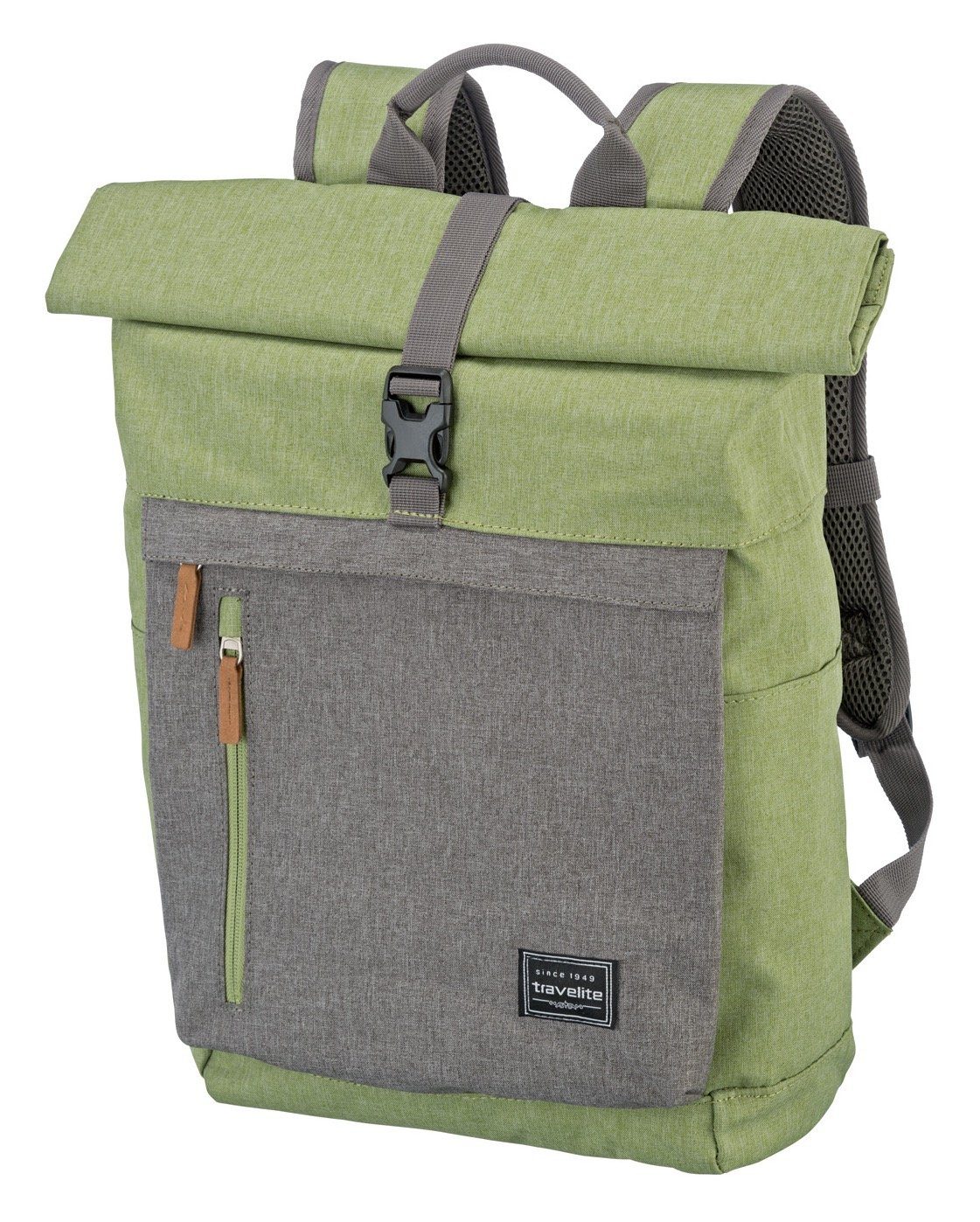 Rollup grün/grau Stauraum Daypack travelite viel Rucksack, BASICS mit