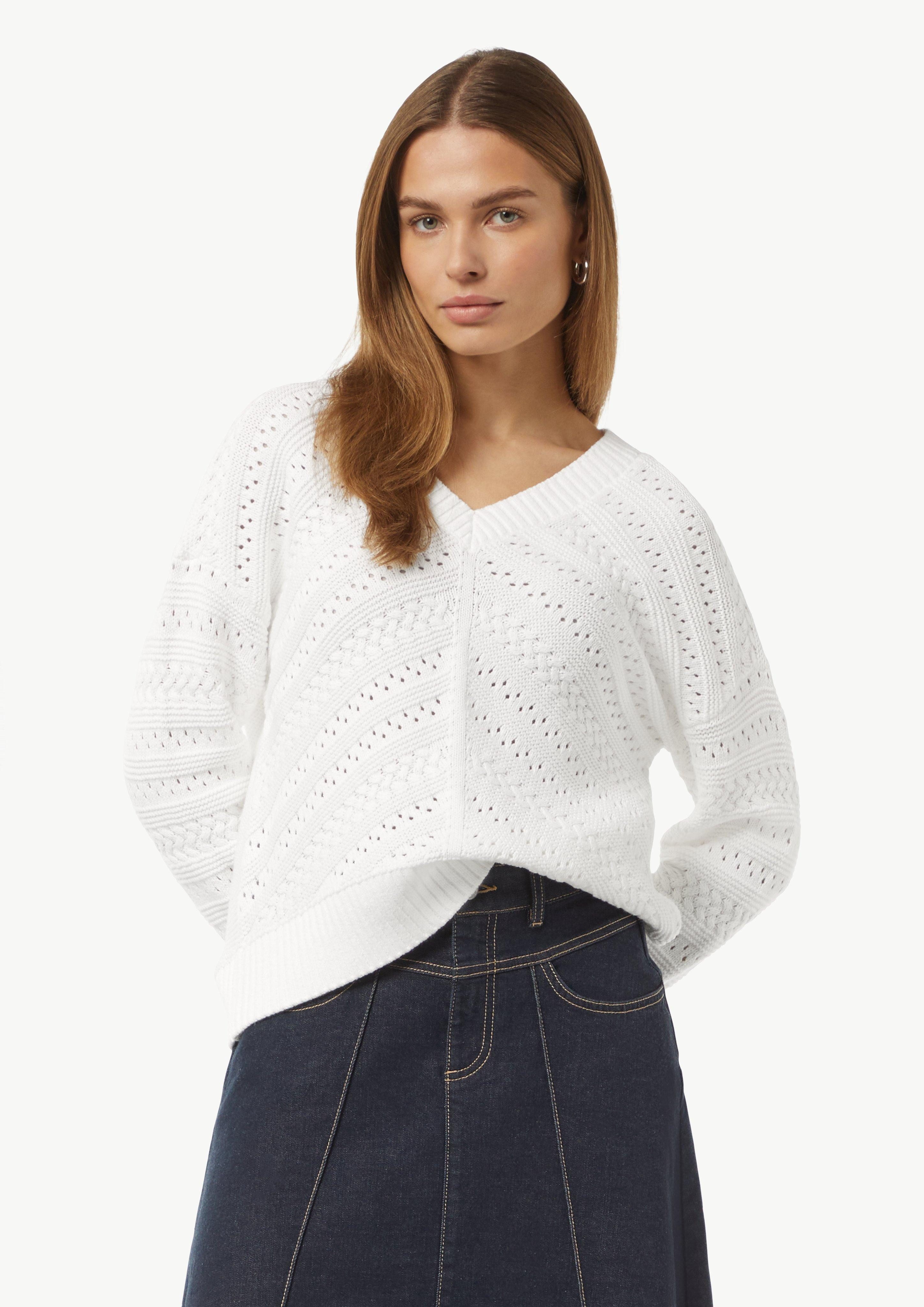 Comma Langarmshirt Strickpullover mit Riegel-Detail Schmuck-Detail günstig online kaufen