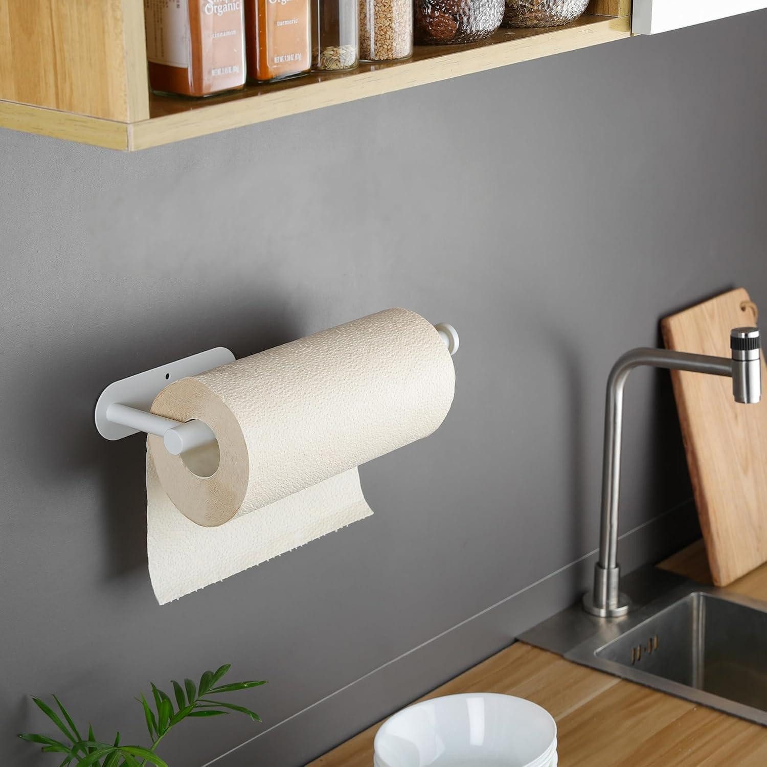 LuxusKollektion Küchenrollenhalter Küchenrollenhalter Selbstklebend Edelstahl Unterschrank Weiß