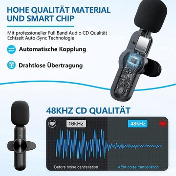 autolock Mikrofon Kabelloses Lavalier-Mikrofon,Mini Mikrofon für Smartphone, automatische Synchronisierung,Keine APP und Bluetooth erforden