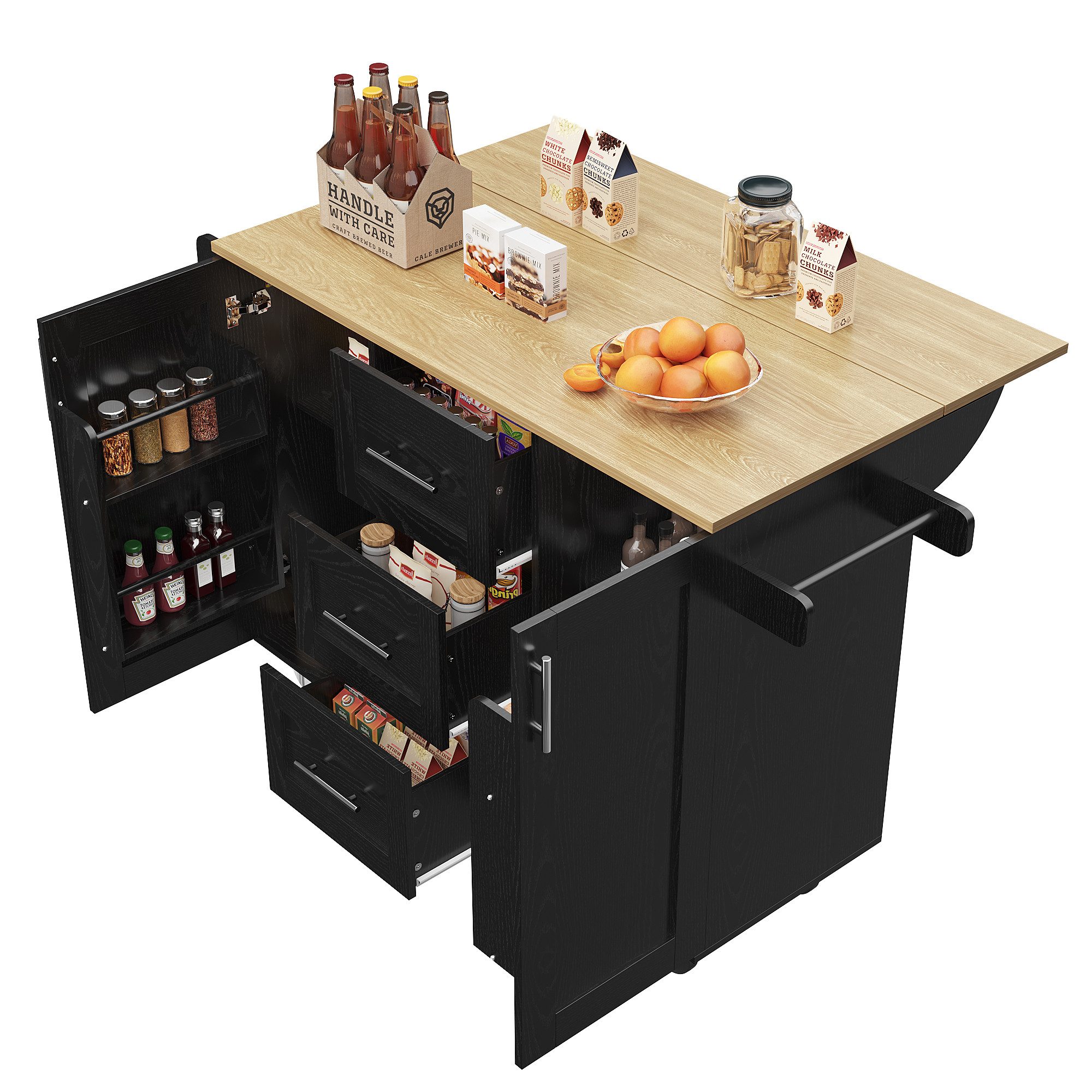 OKWISH Küchenwagen Multifunktionale Kücheninsel,Buffetschrank,Küchewagen, ( günstig online kaufen