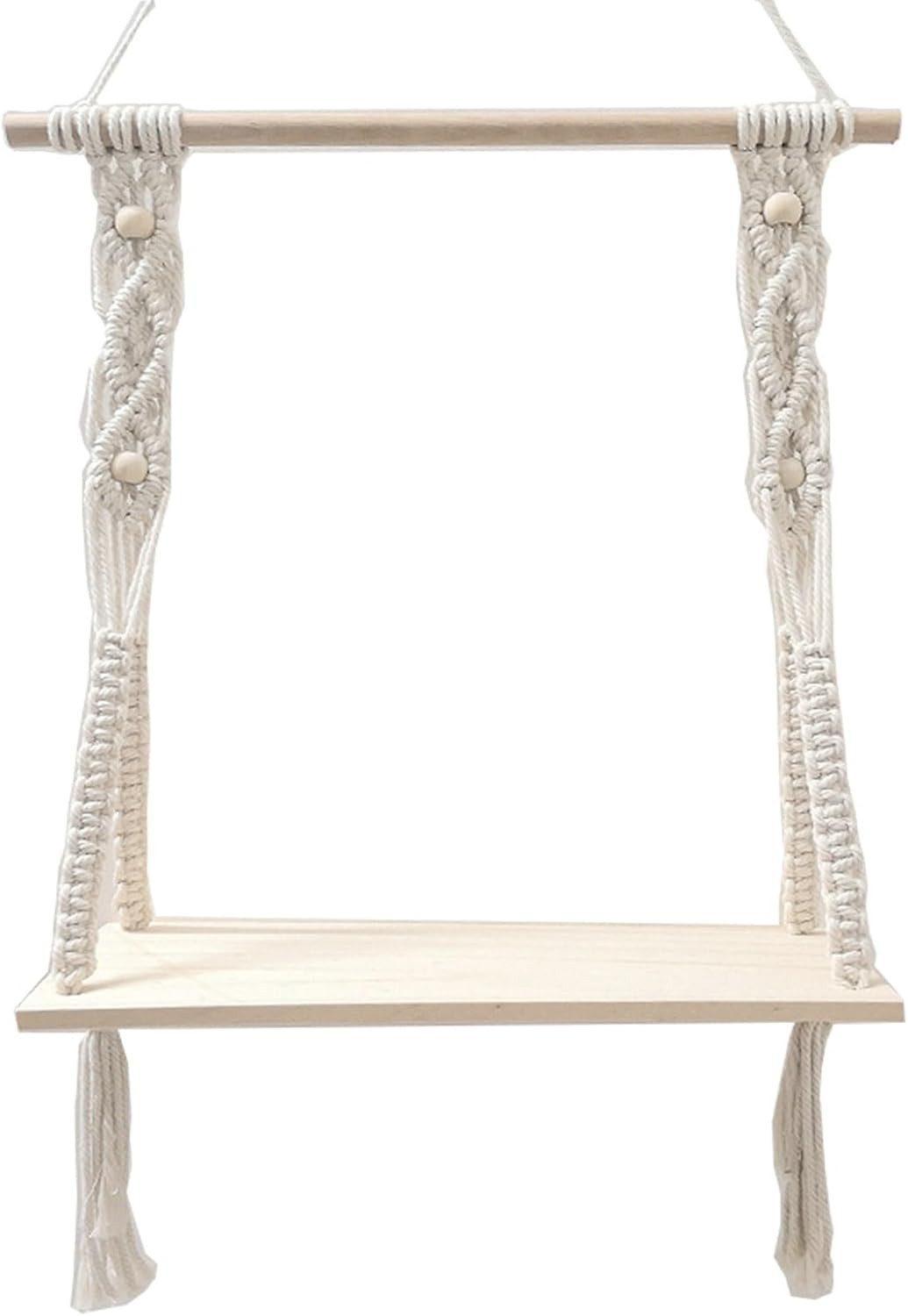 AURIVION Ablageregal Wandregal Holz Makramee Wandbehang Regal Wand Boho Deko Schweberegal, Set 1-tlg., Schweberegal für Balkon Badezimmer Schlafzimmer