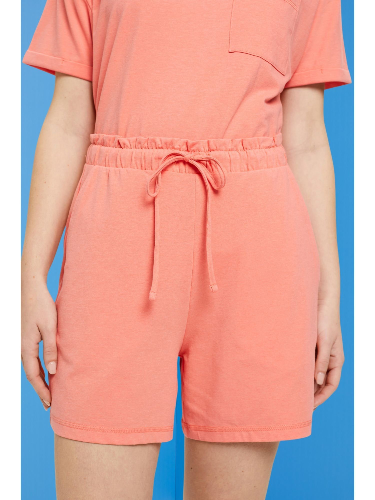 Esprit Schlafhose Jersey-Shorts mit elastischem CORAL Bund