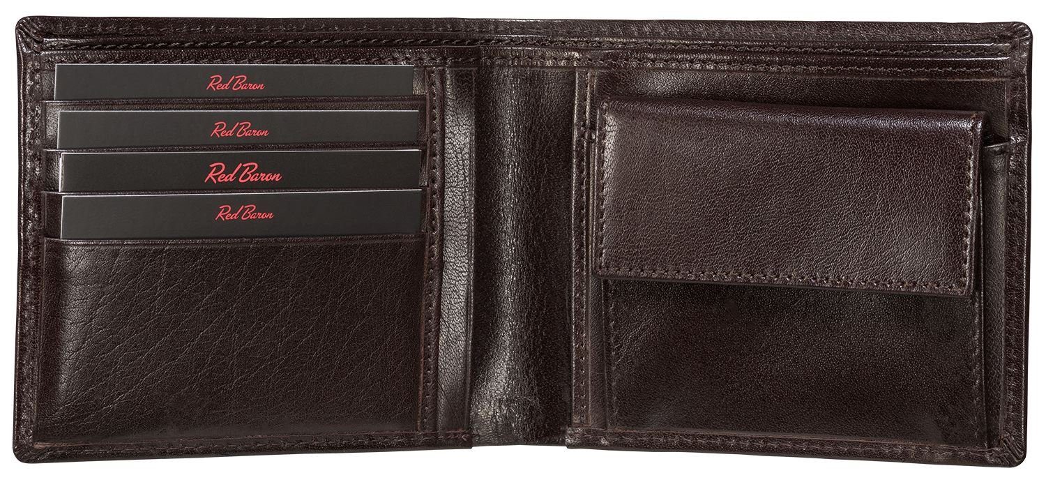 Damen Alle Damentaschen Red Baron Geldbörse RB-WT-004-04, Kreditkartenfächer, Münzfach mit Druckknopf, Einkaufswagenchip-Halter