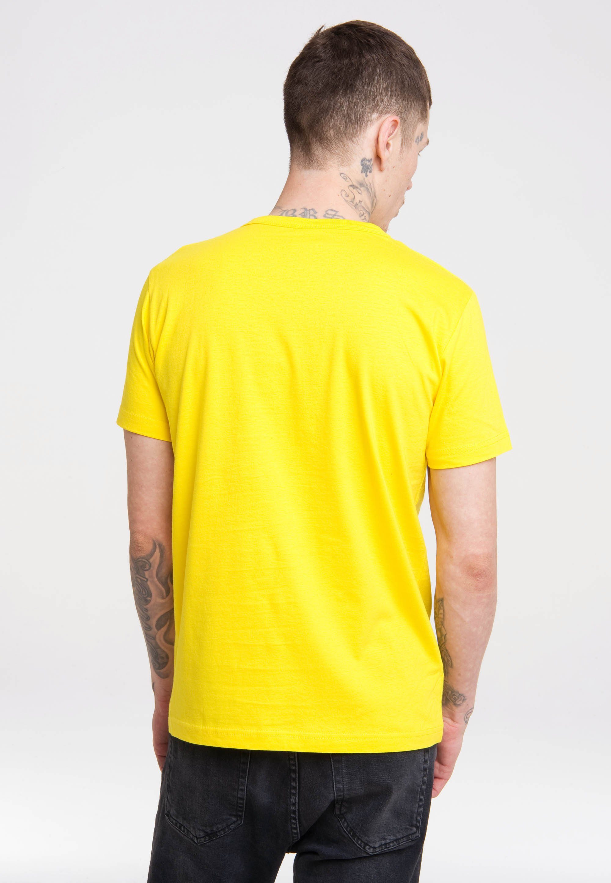 LOGOSHIRT T-Shirt mit gelb Print lizenziertem