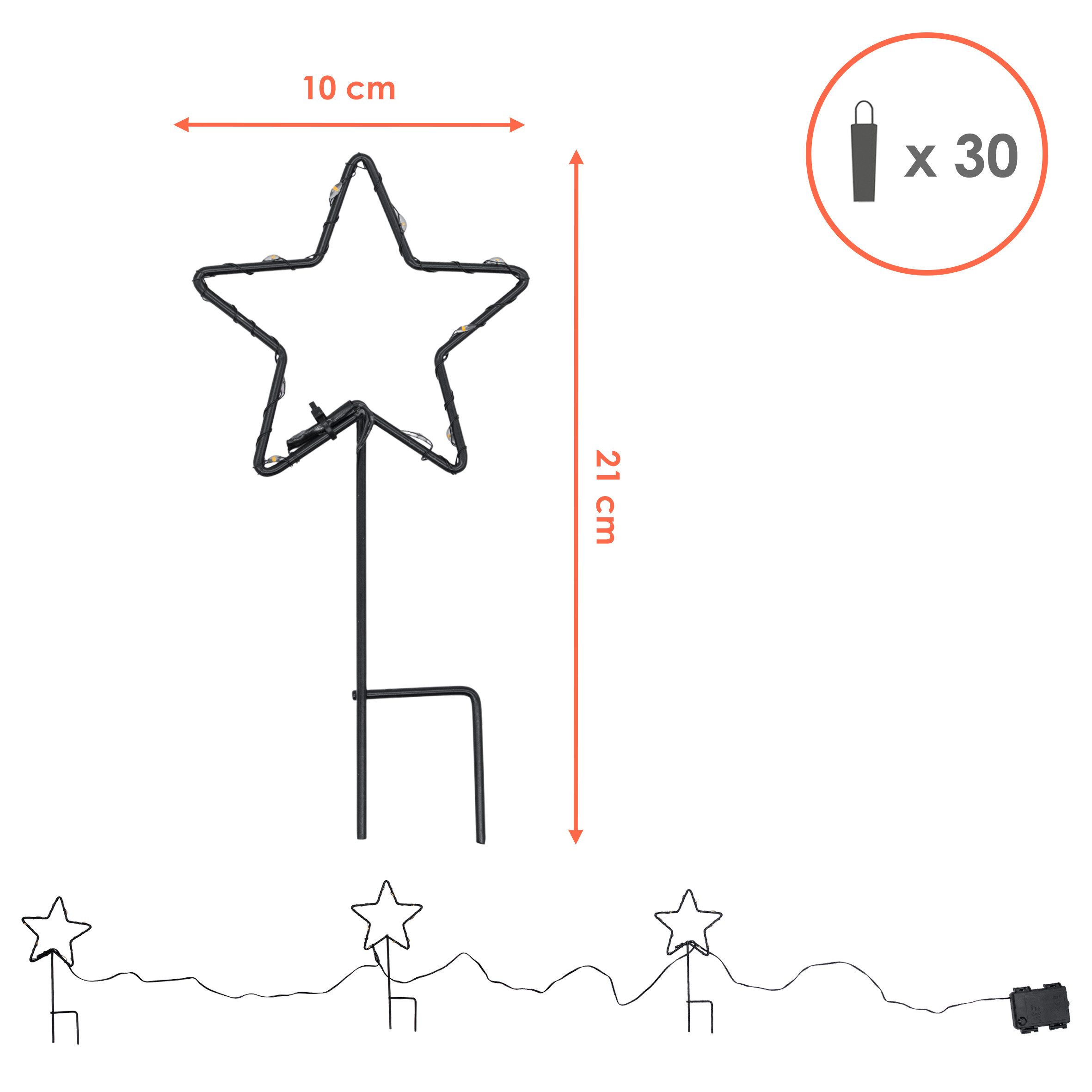 Spetebo LED-Dekofigur Metall Leuchtstern Gartenstecker 3er Set schwarz (Anz günstig online kaufen