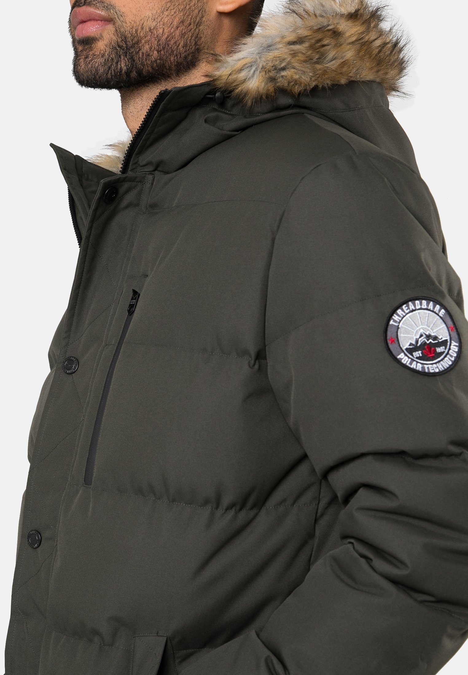 Threadbare Winterjacke THB Jacket olivgrün Khaki- Standard (GRS) zertifiziert Recycled Padded Arnwood Global