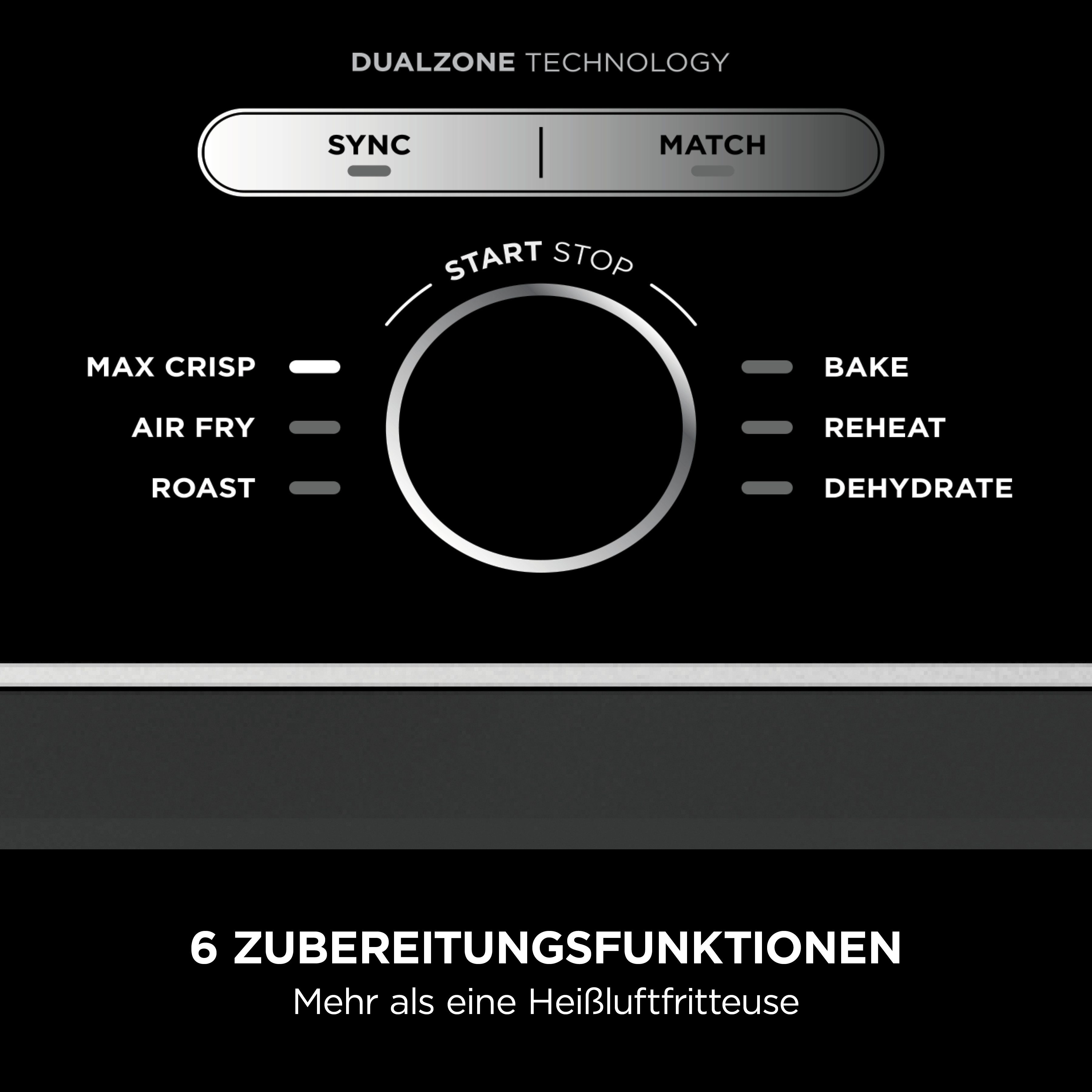 NINJA Heißluftfritteuse Foodi AF400EU Dual Zone Airfryer, 2470 W, Kapazität je 1,4 kg, incl. 2 Crisper Gittereinsätze