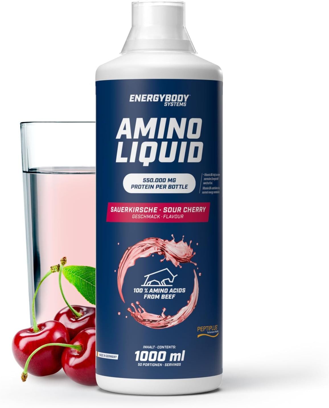 Energybody Systems Amino Liquid, flüssige Aminosäuren aus bioaktiven Kollagenpeptiden Flüssigkeit, Peptiplus Performance Peptides, 1 Liter