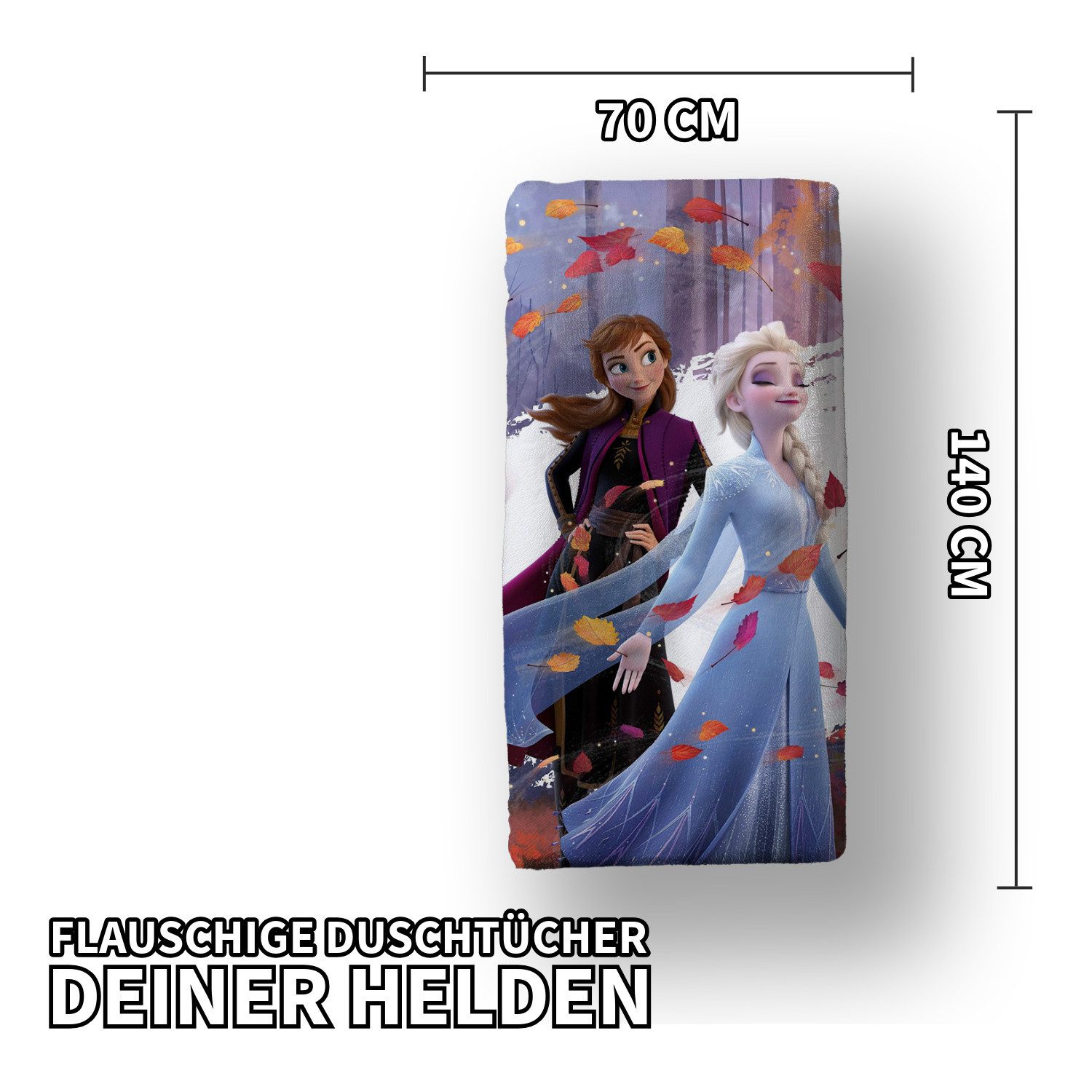 Jerry Fabrics Handtücher Anna Elsa Frozen Leaves Duschtuch Badetuch Handtuch 70 x 140cm, (1 Duschtuch, 1-St), Langlebig
