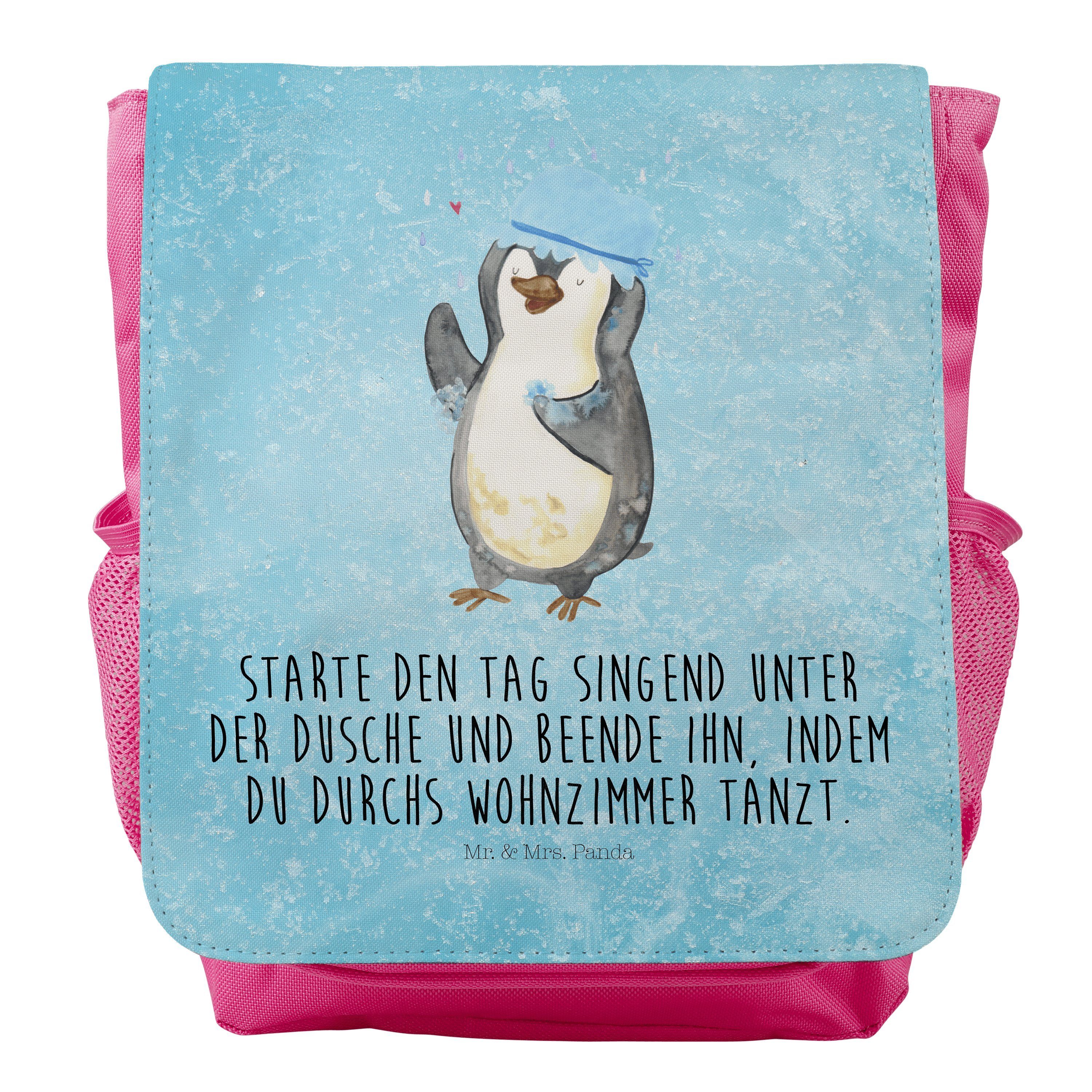 Mr. & Mrs. Panda Kinderrucksack Pinguin duscht - Eisblau - Geschenk, Rucksack, baden, Lebensmotto, si