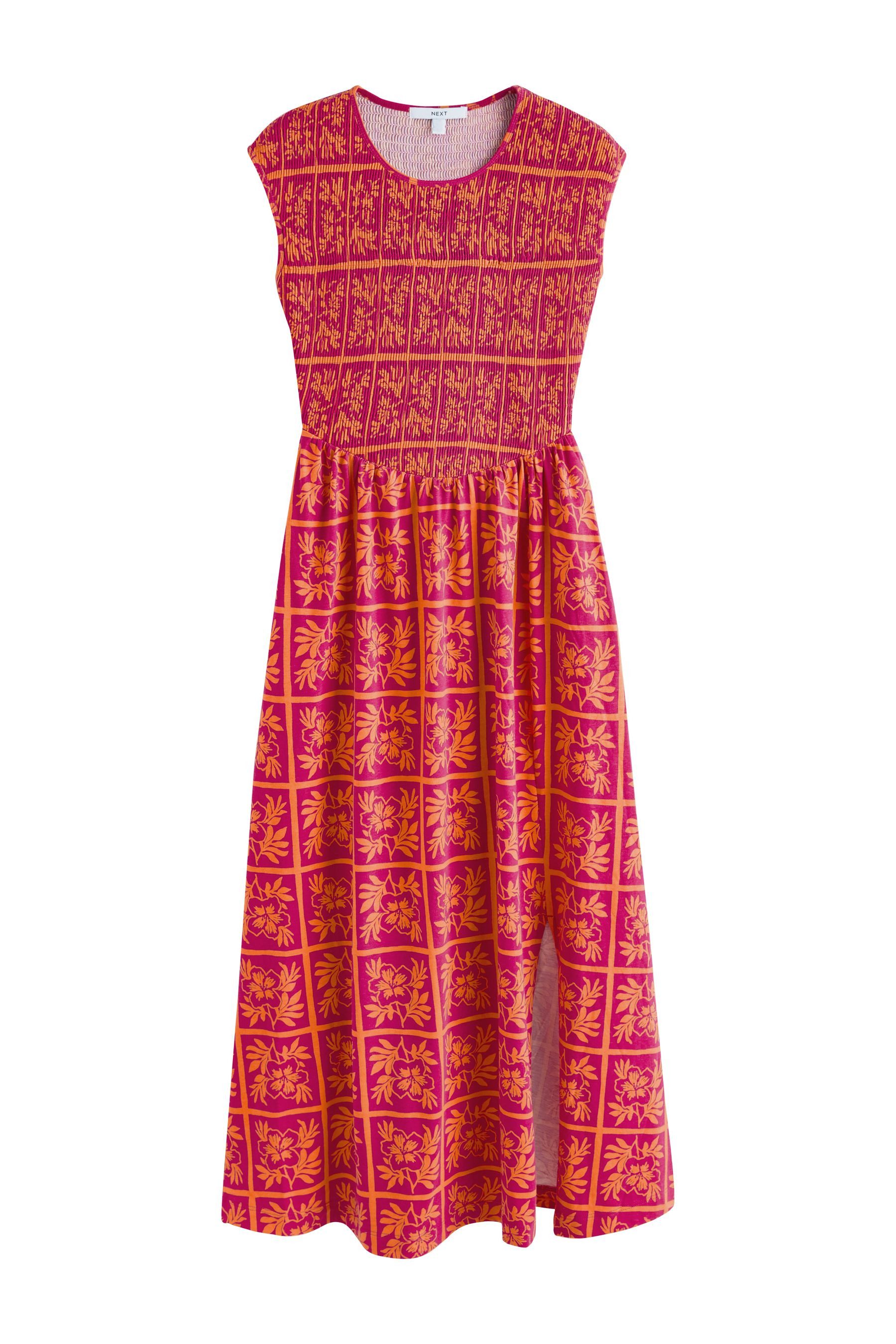 Next Midikleid Jersey-Midikleid mit gesmoktem Rumpf (1-tlg)
