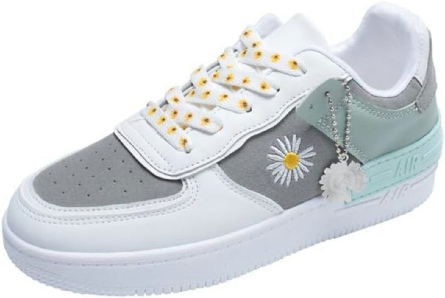UE Stock Damen Sneaker mit dicker Sohle Turnschuhe Gänseblümchen Gr. 39,5 Weiß Sneaker ideal für den Alltag