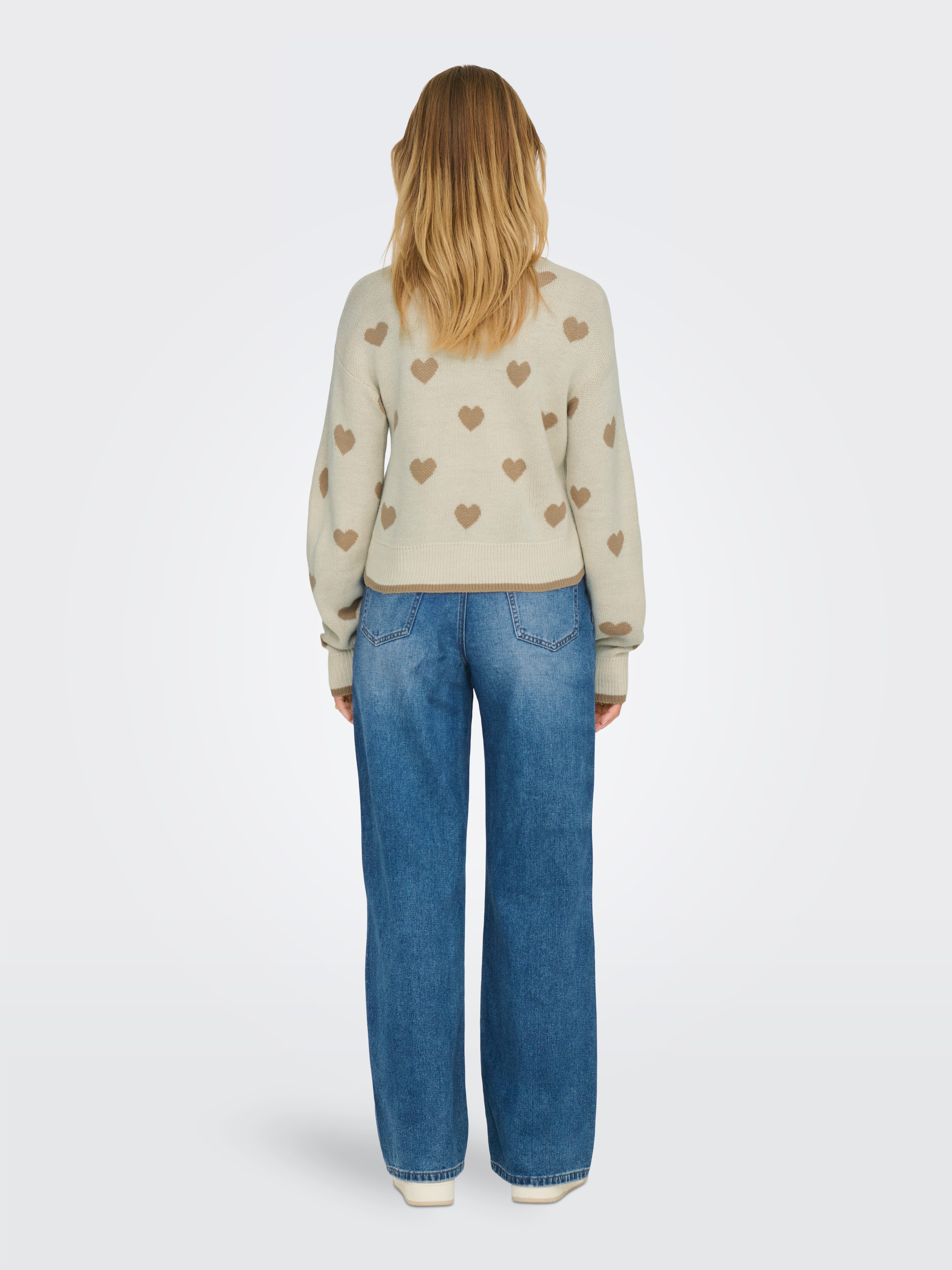 JDY Rundhalspullover JDYROMANCE L/S JACQ. PULLOVER KNT NOOS