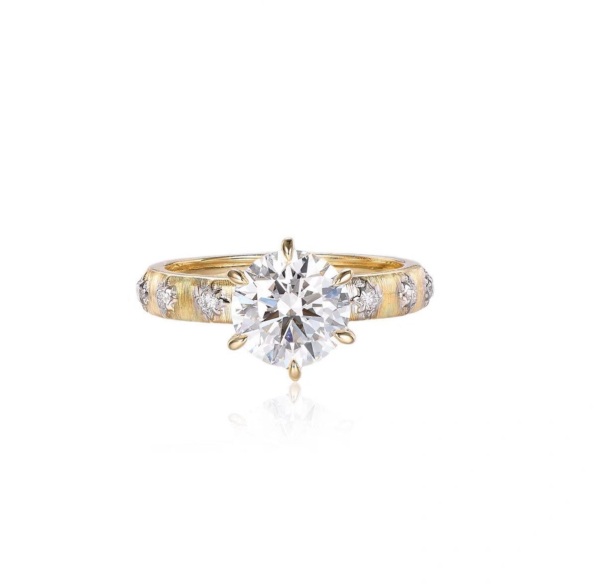 Jumpeak Diamantring Ring mit rundem Diamanten,Damen-Diamantring,1.5ct/2ct,D,VS1, 585 Gold, Geburtstagsgeschenk, Jahrestagsgeschenk, Weihnachtsgeschenk