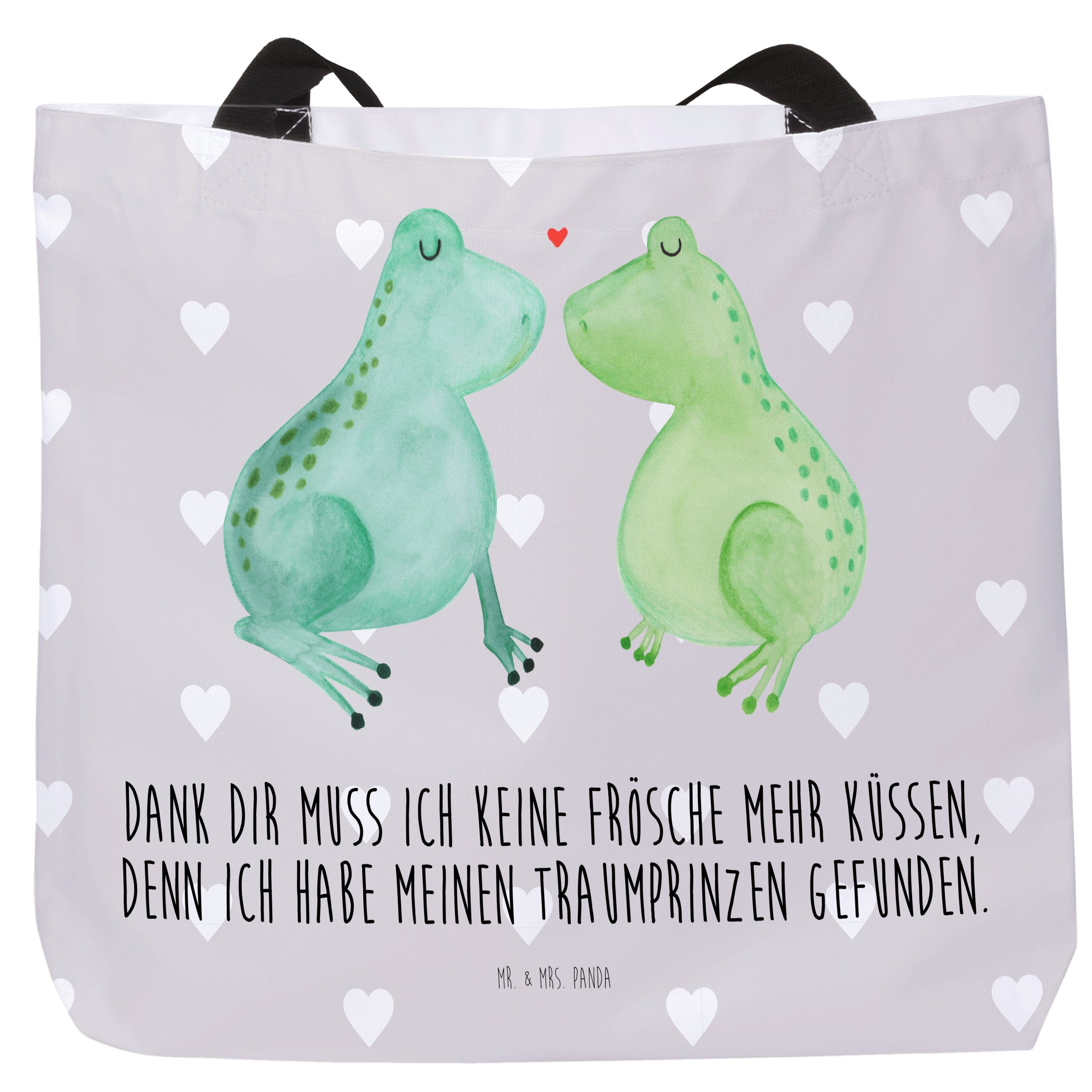 Mr. & Mrs. Panda Shopper Frosch Liebe - Grau Pastell - Geschenk, Verlobt, Alltagstasche, Heira (1-tlg)