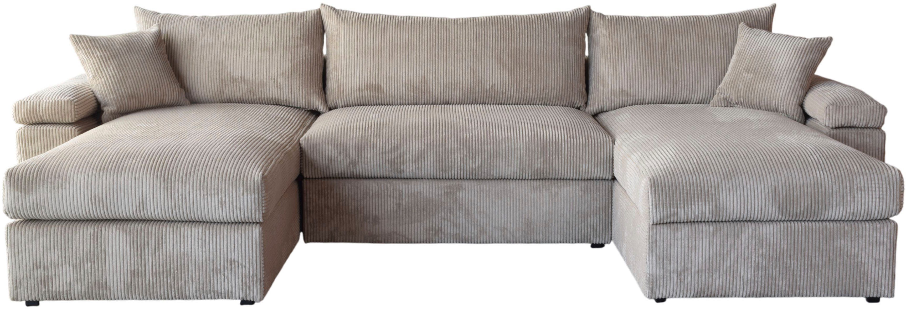 OTTO home Wohnlandschaft Cosy U-From Breite 309 cm, Sitzaufbau im Sandwich-Federkern, Bezüge in Cord oder Struktur weich wählbar mit Kaltschaumauflage