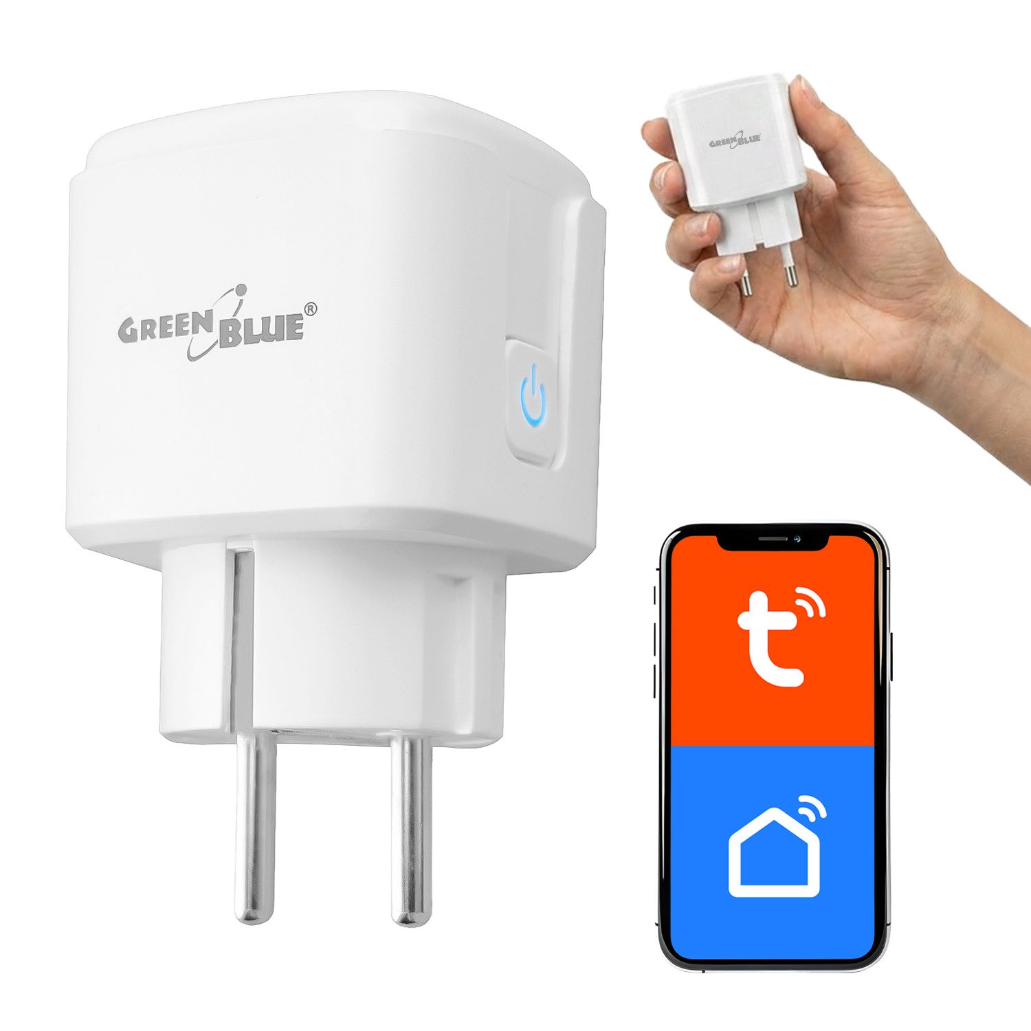 GreenBlue Steckdose GB735 Tuya Smart-WLAN-Steckdose mit Programmierfunktion, 1-St., Android/iOS/Alexa/Google Home, Timer, Leistungsmesser