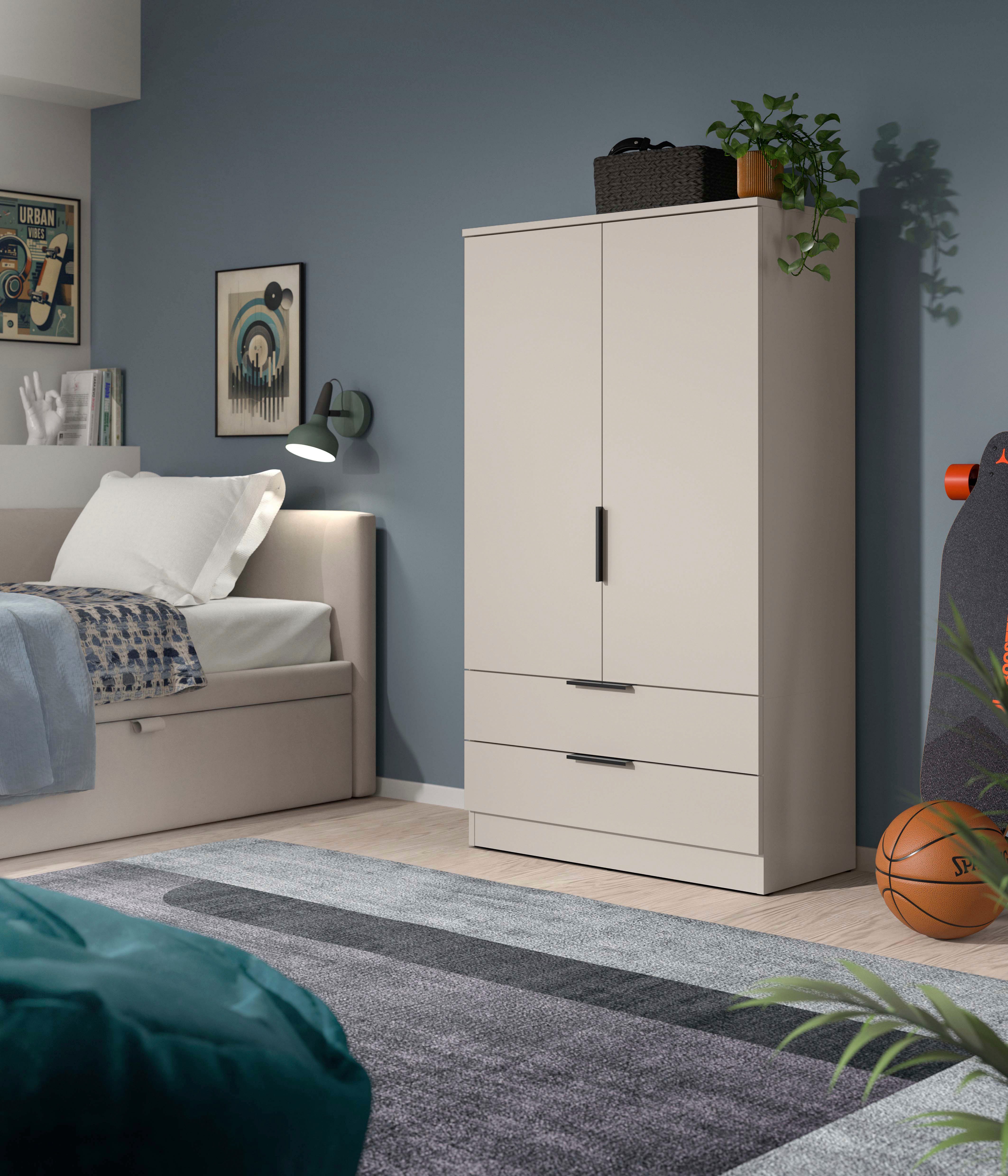 Home affaire Wäscheschrank SKARDE, Kleiderschrank, Schlafzimmerschrank, Schrank (1-St., Höhe: 140 cm, 2 Türen, 2 Schubladen, 1 Kleiderstange) OTTO BESTSELLER, Garderobe, Universalschrank, Flurschrank, Schrank