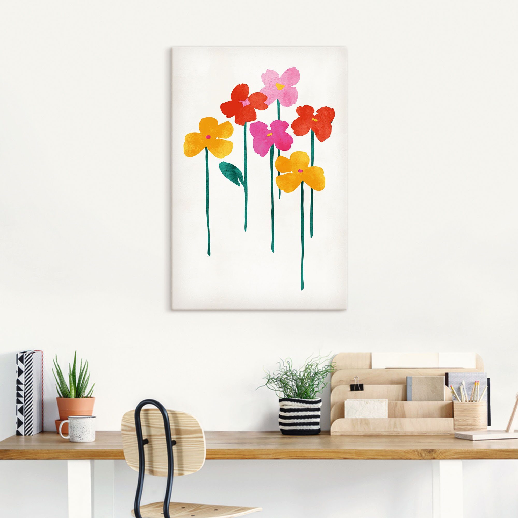 Artland Wandbild Kleine glückliche Blumen, Blumenbilder (1 St), als Leinwandbild, Poster in verschied. Größen