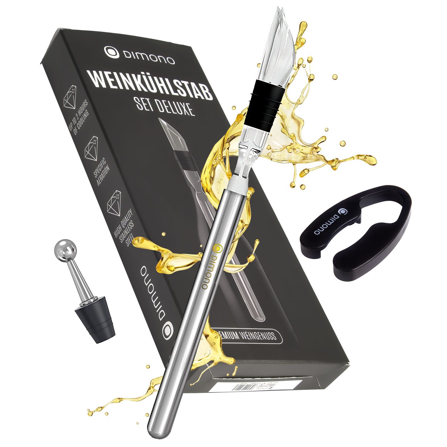 Dimono Outdoor-Flaschenkühler Dimono 4-in-1 Flaschenkühler & Wein Kühlstab – Premium Outdoor-Set, 4-in-1 Premium Flaschenkühler